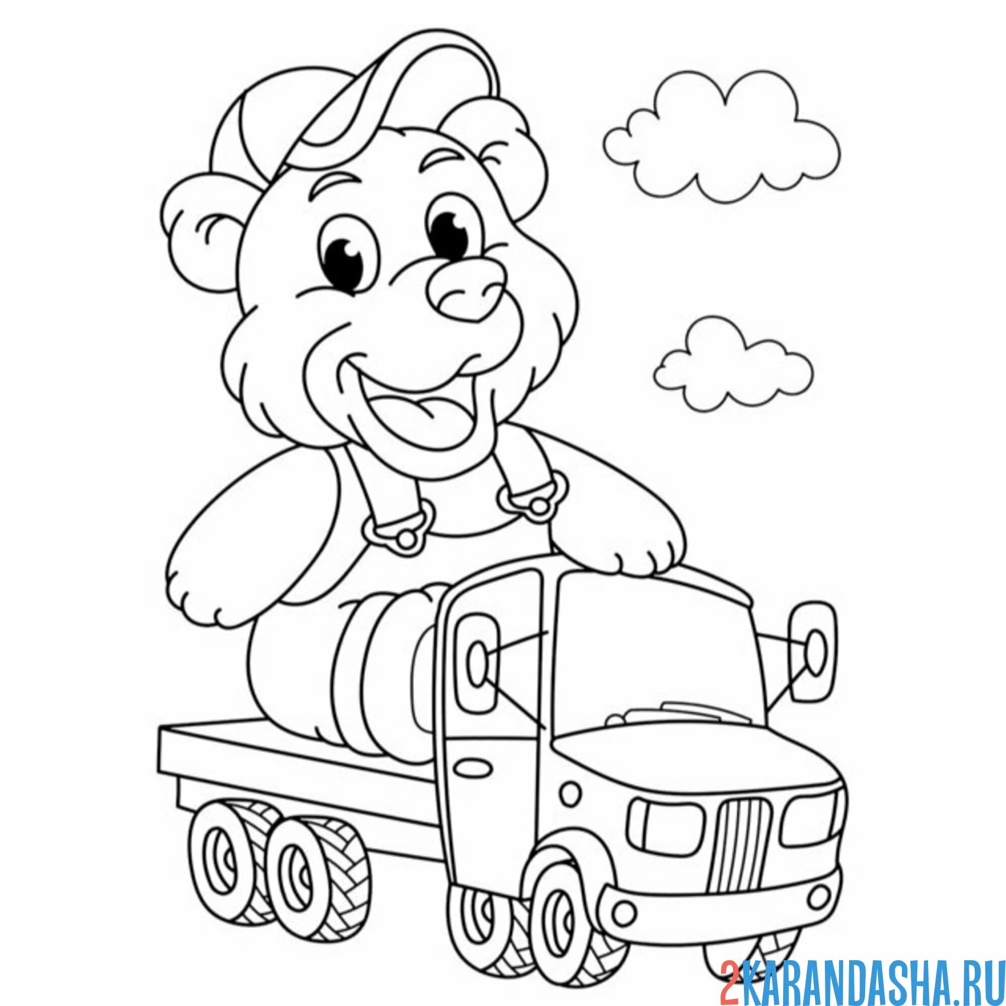 Раскраска мишка на машине