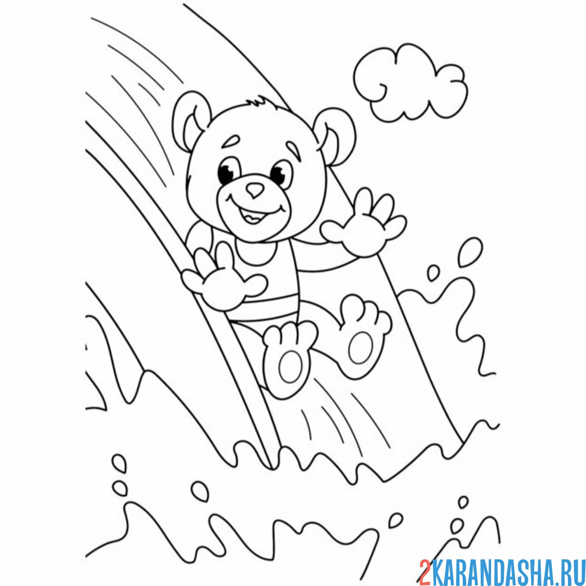 Раскраска мишка на горке