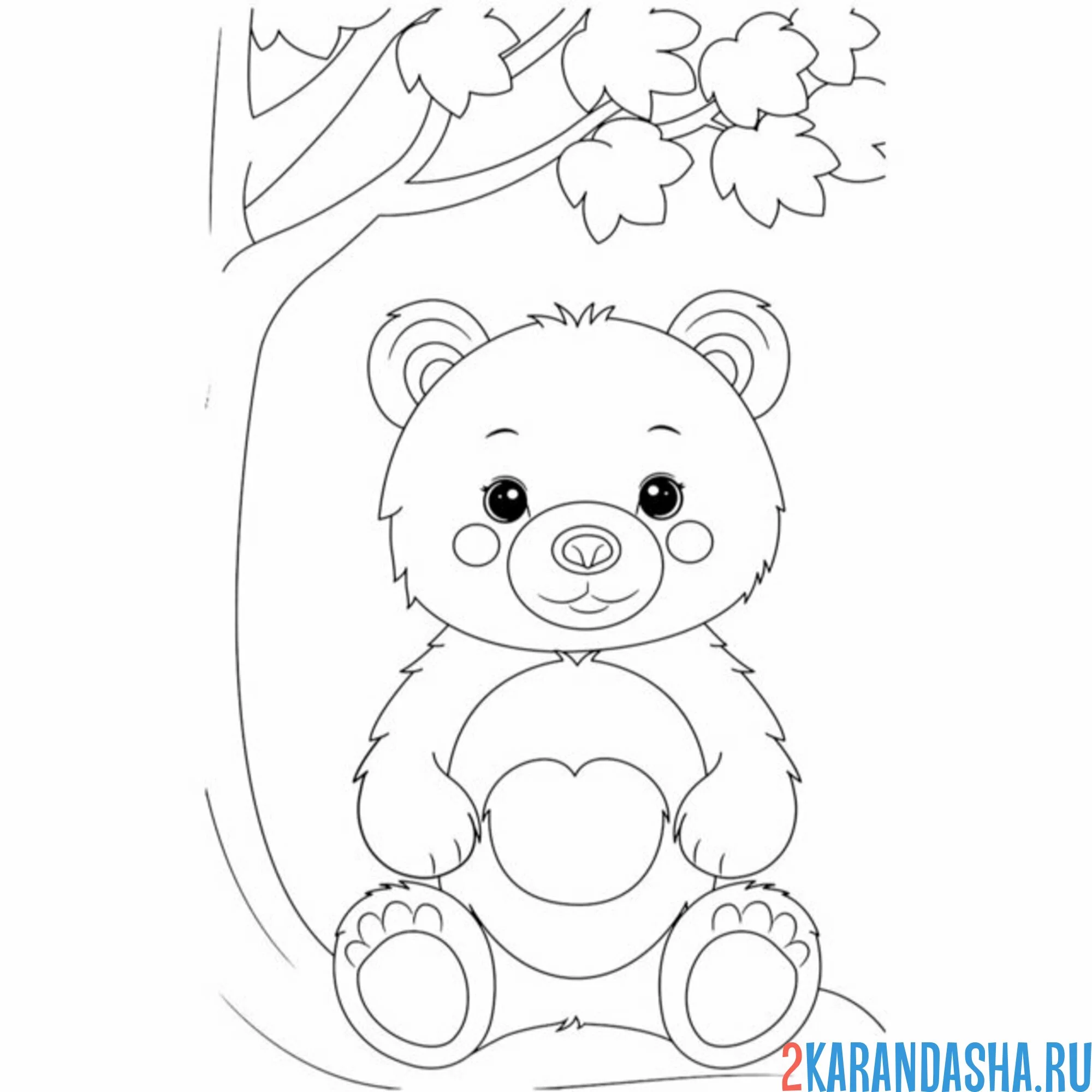 Раскраска мишка под деревом