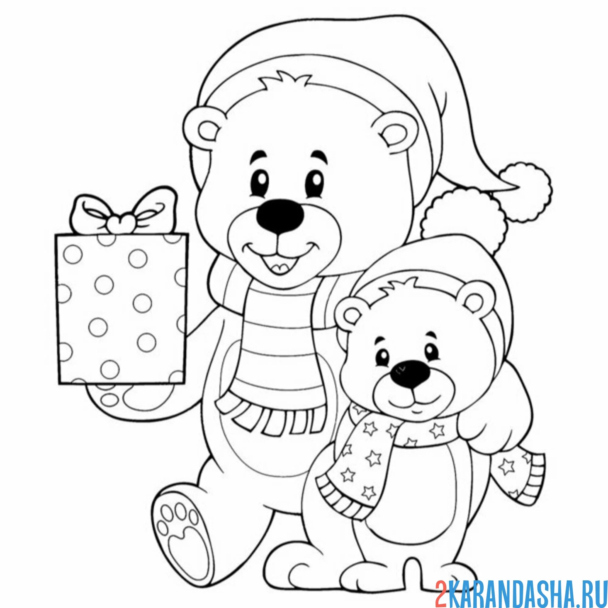Раскраска мишки с подарками
