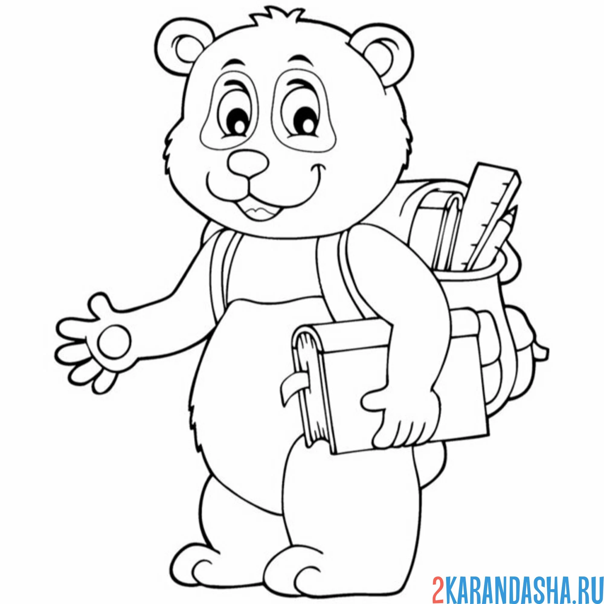 Раскраска панда школьник