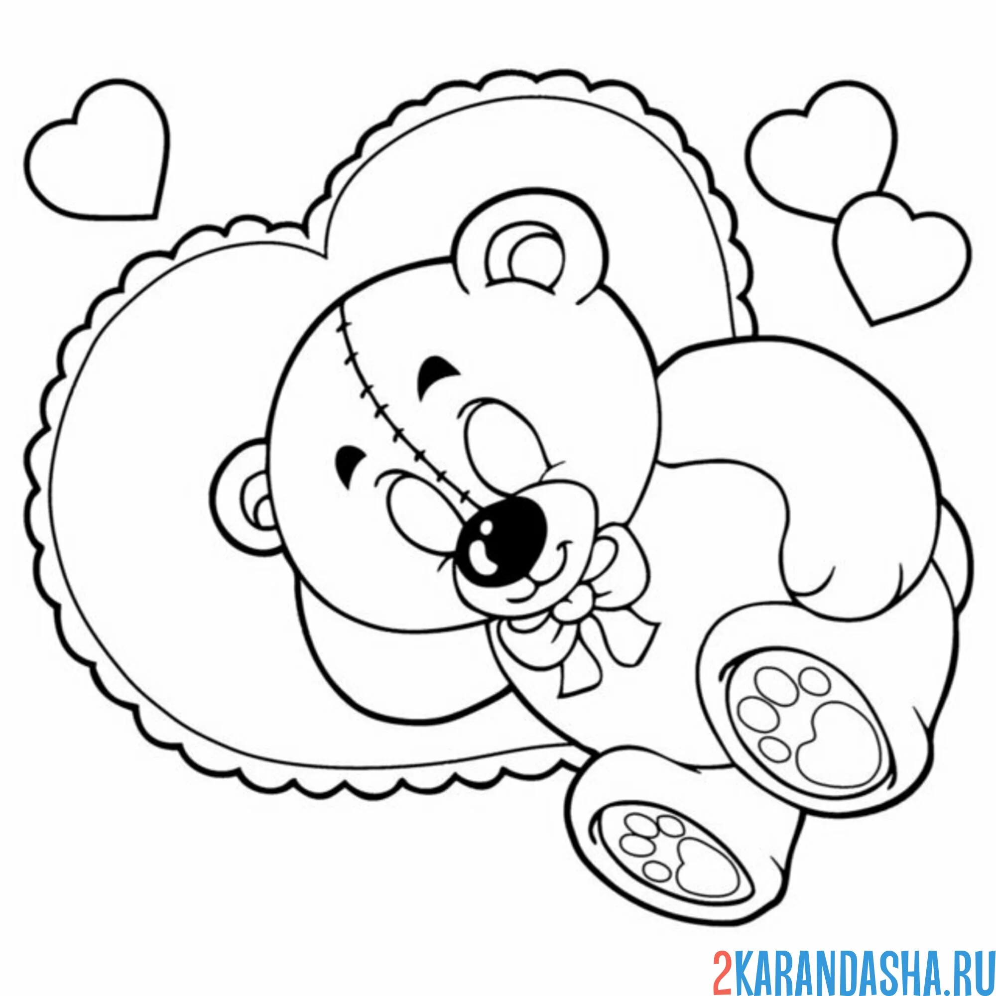 Раскраска плюшевый мишка спит