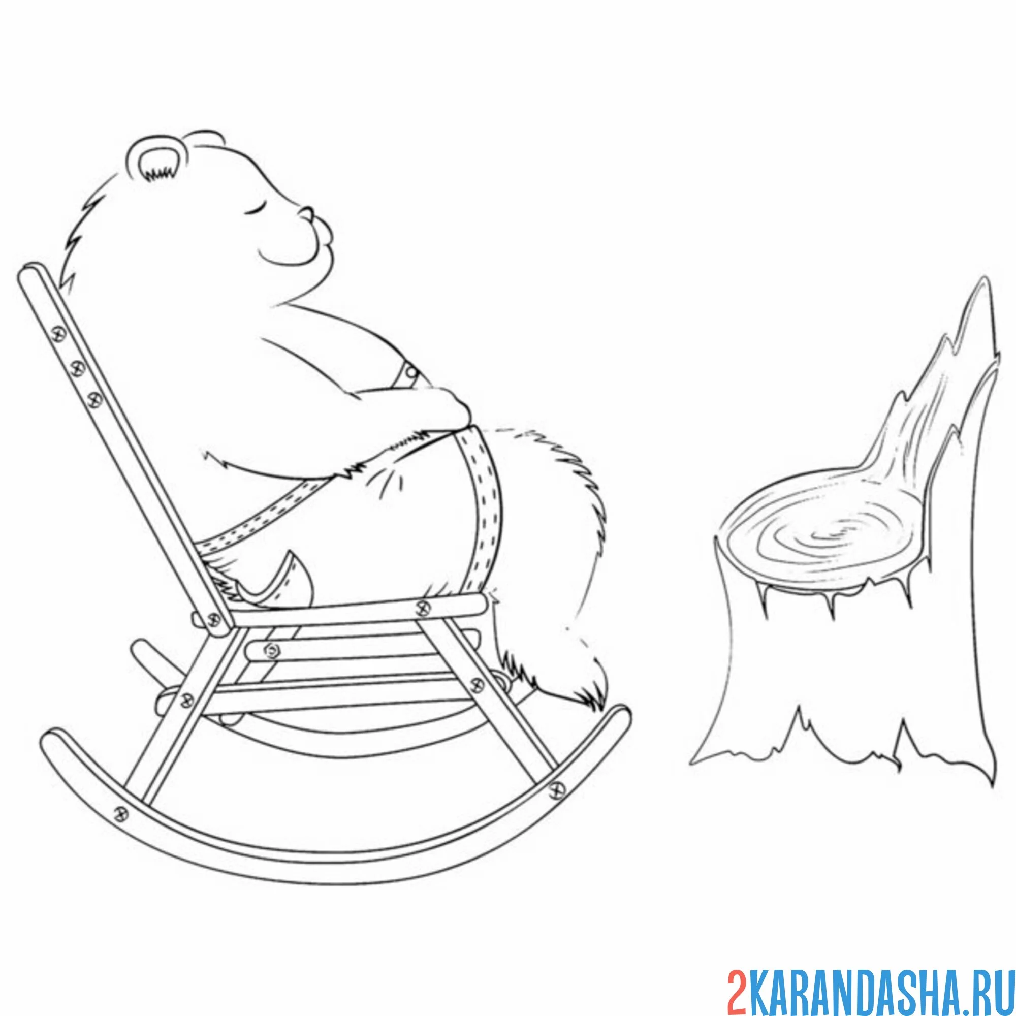 Раскраска мишка в кресле-качалке
