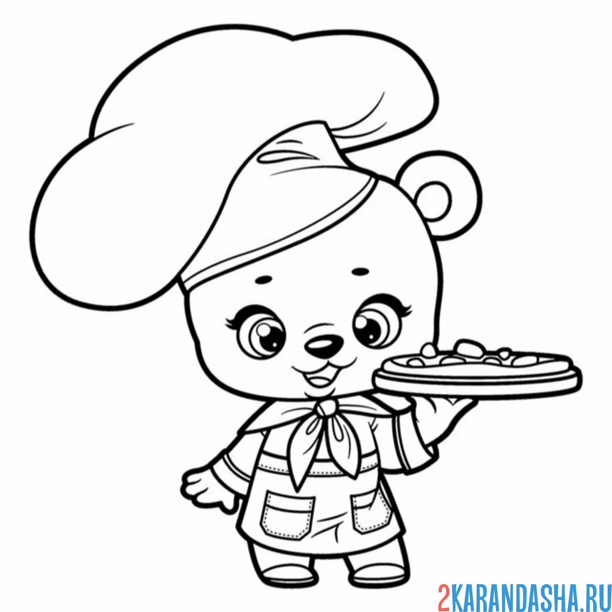 Раскраска милый мишка повар