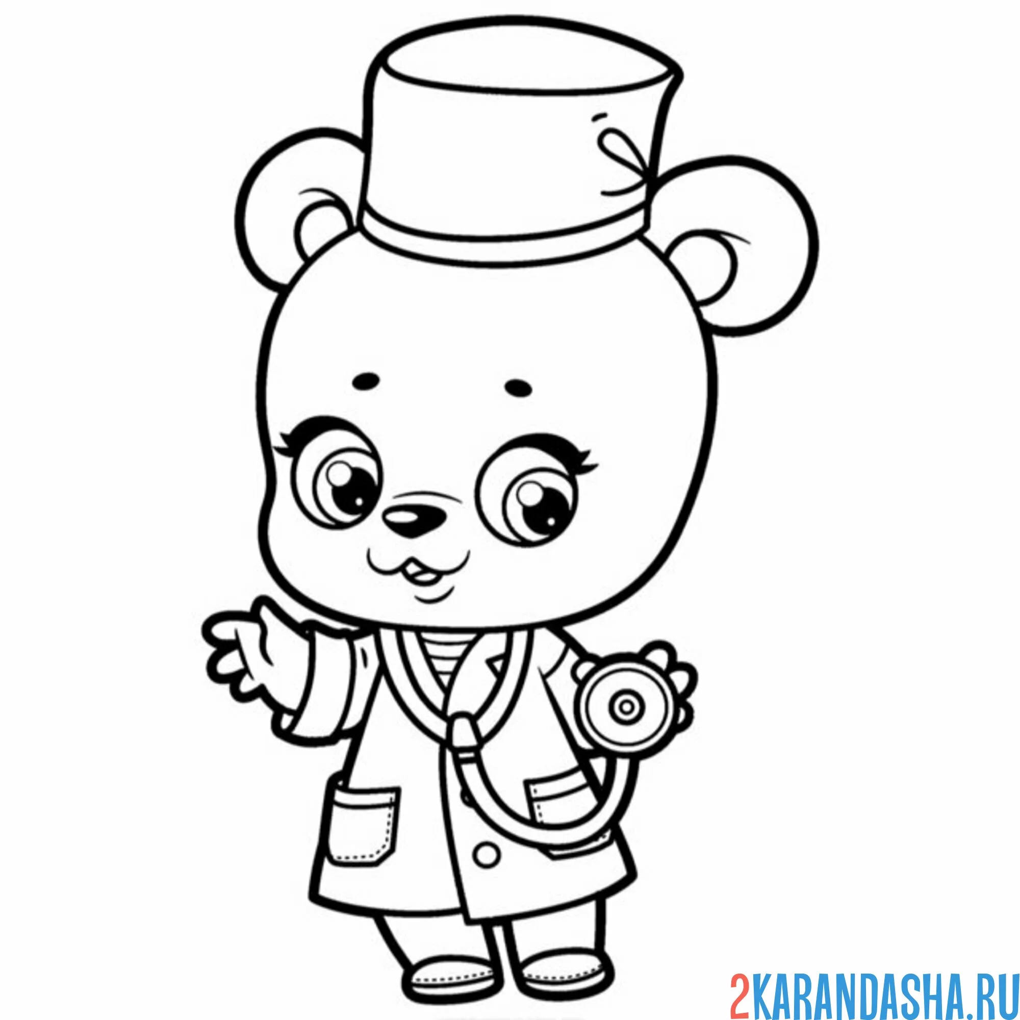 Раскраска мишка девочка врач