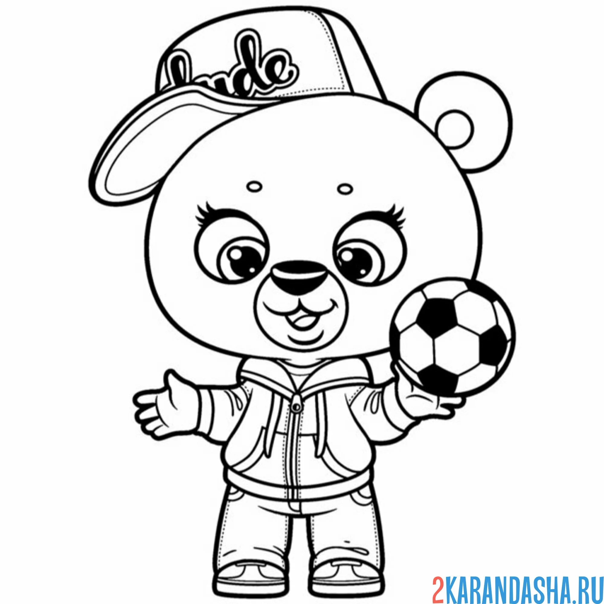Раскраска медведь футболист