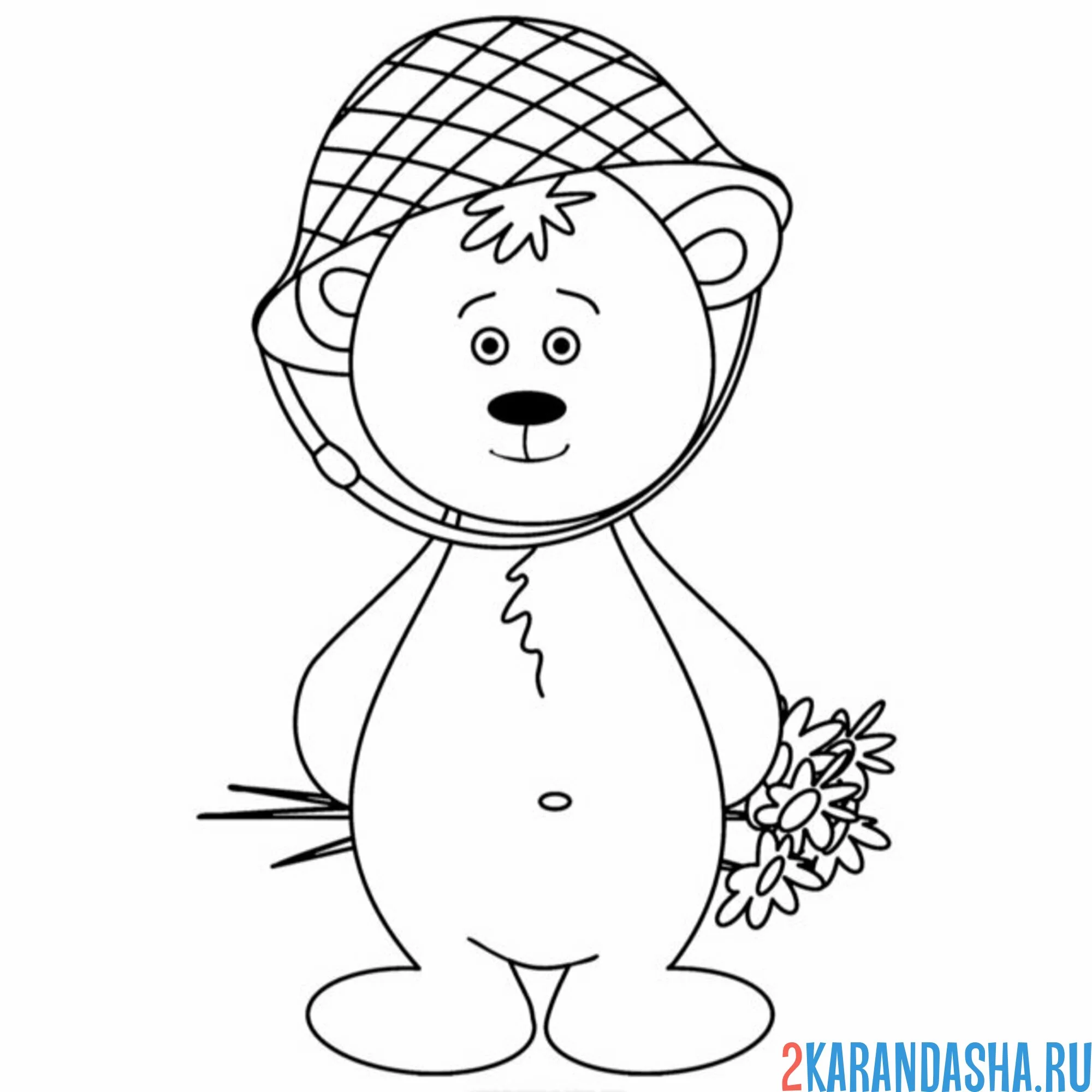 Раскраска медведь 23 февраля