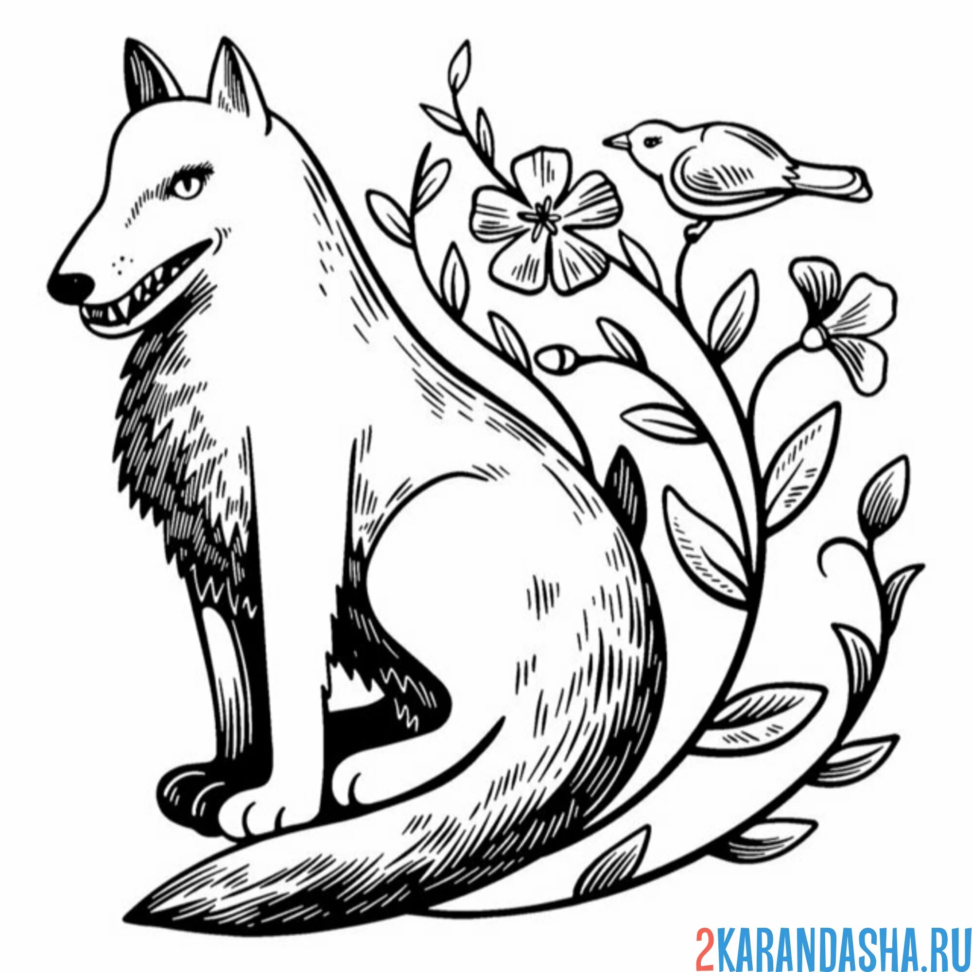 Раскраска волк опасность