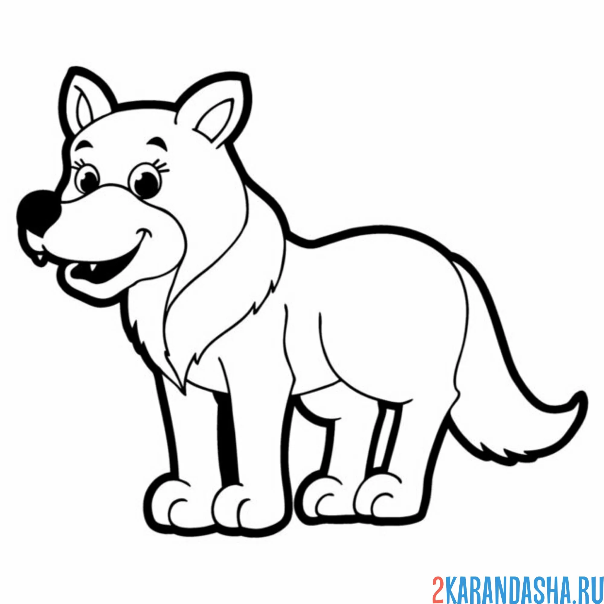 Раскраска мультяшный волк