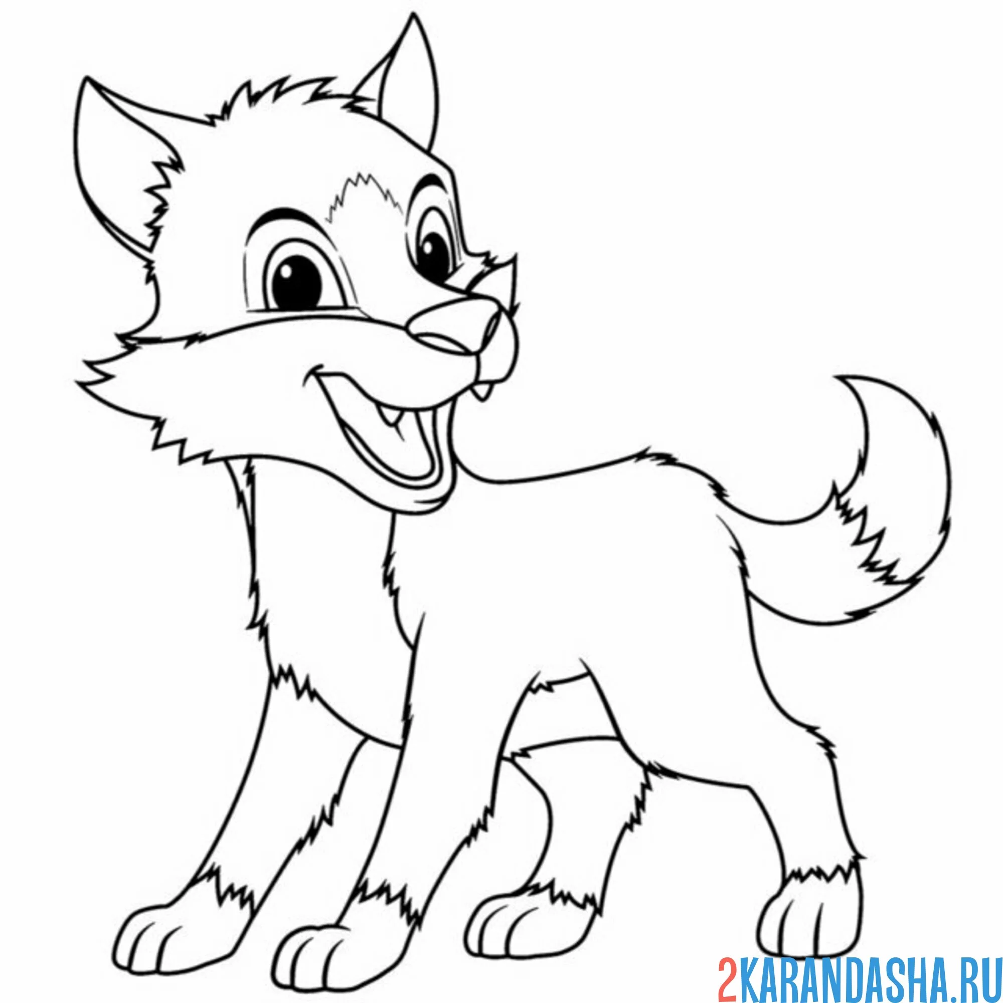 Раскраска очень милый волчонок