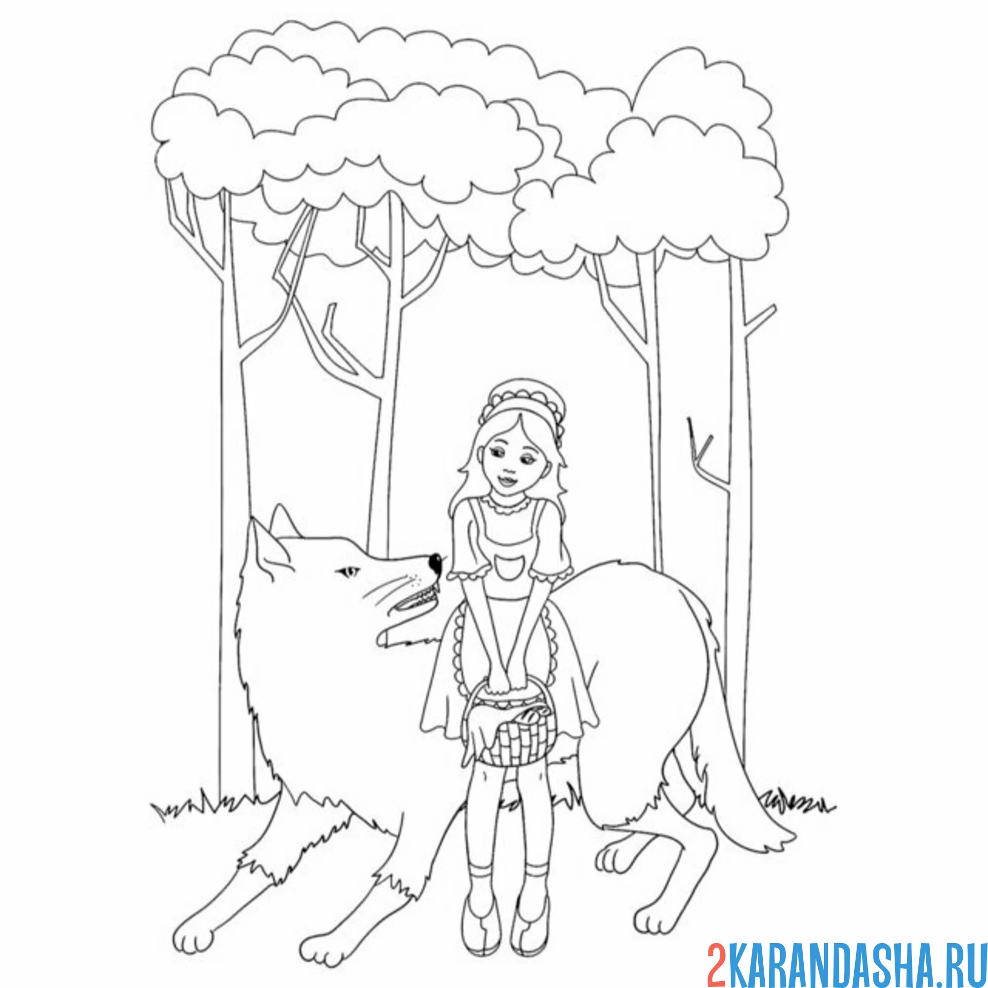 Раскраска волк и красная шапочка