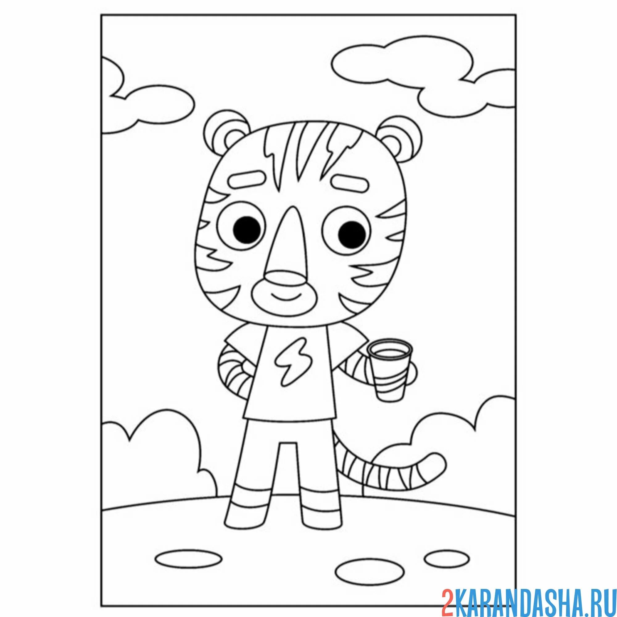 Раскраска тигр спортсмен