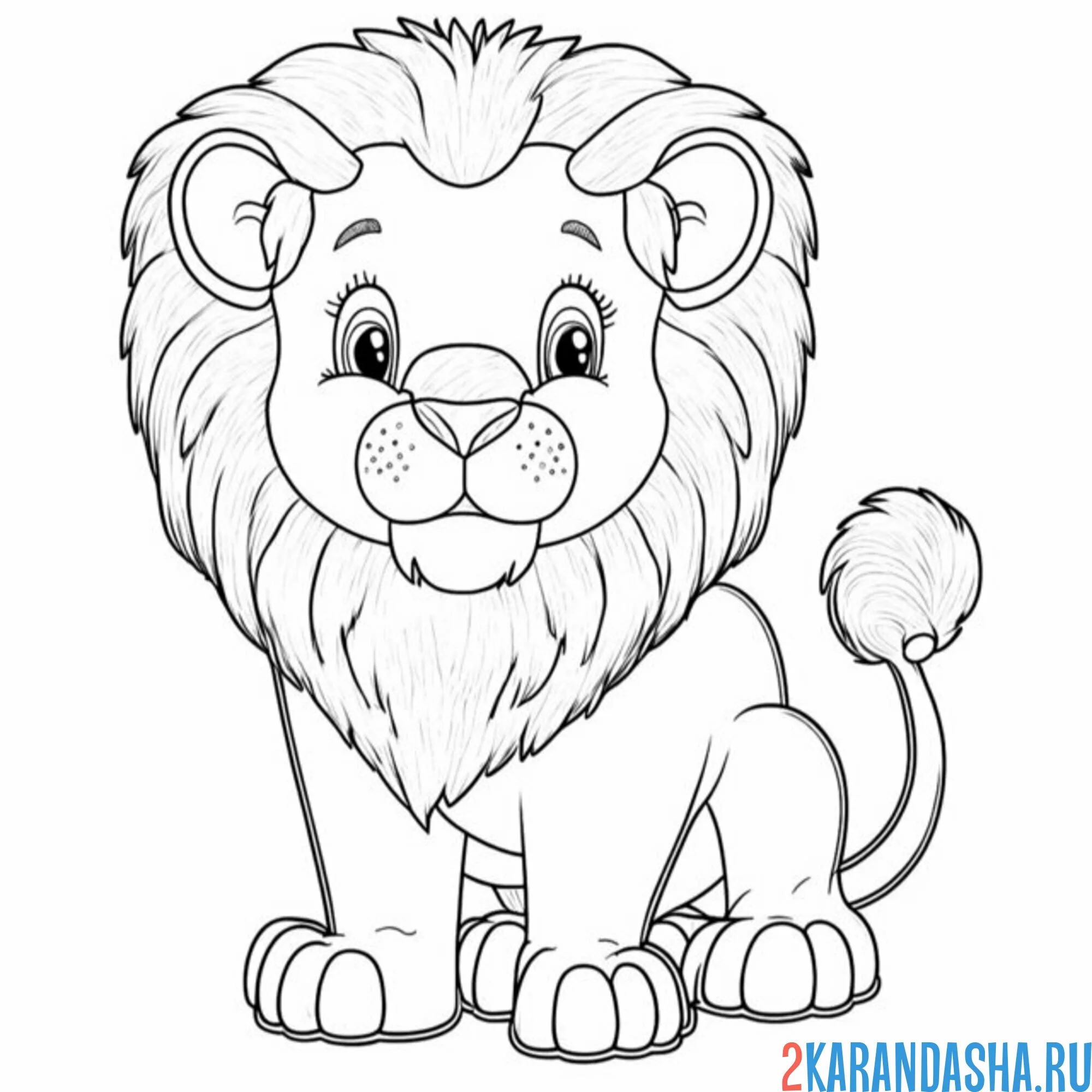 Раскраска лев нарисованный
