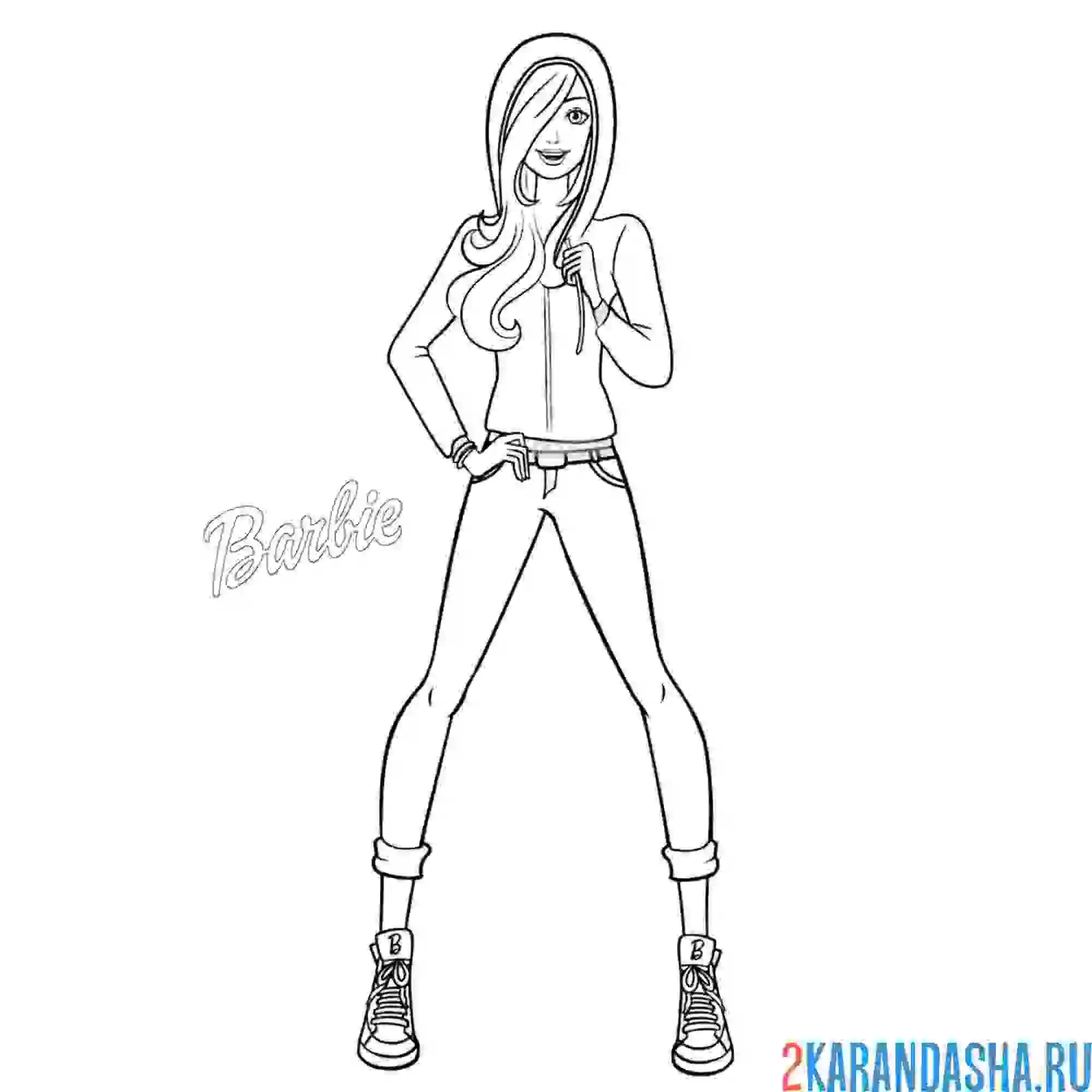 Раскраска барби крутая девчонка