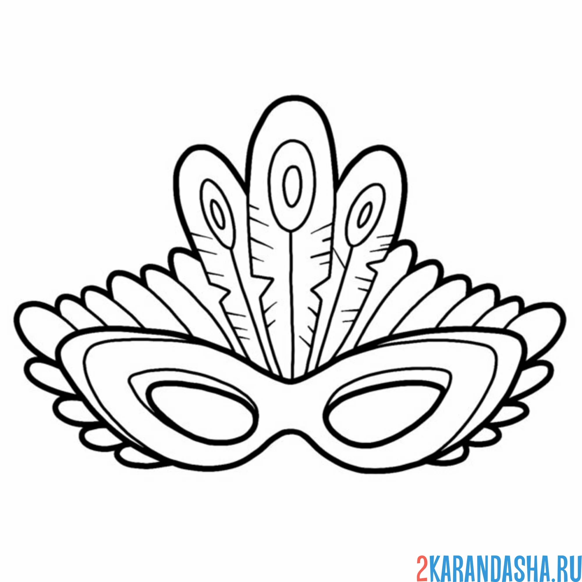Раскраска маска с перьями павлина
