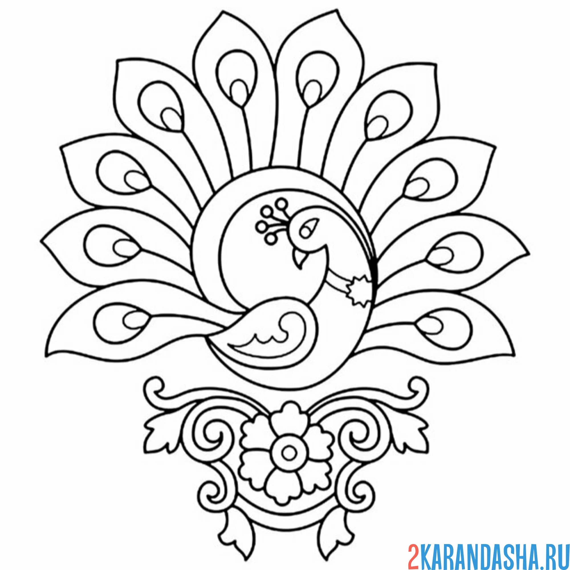 Раскраска символ павлина