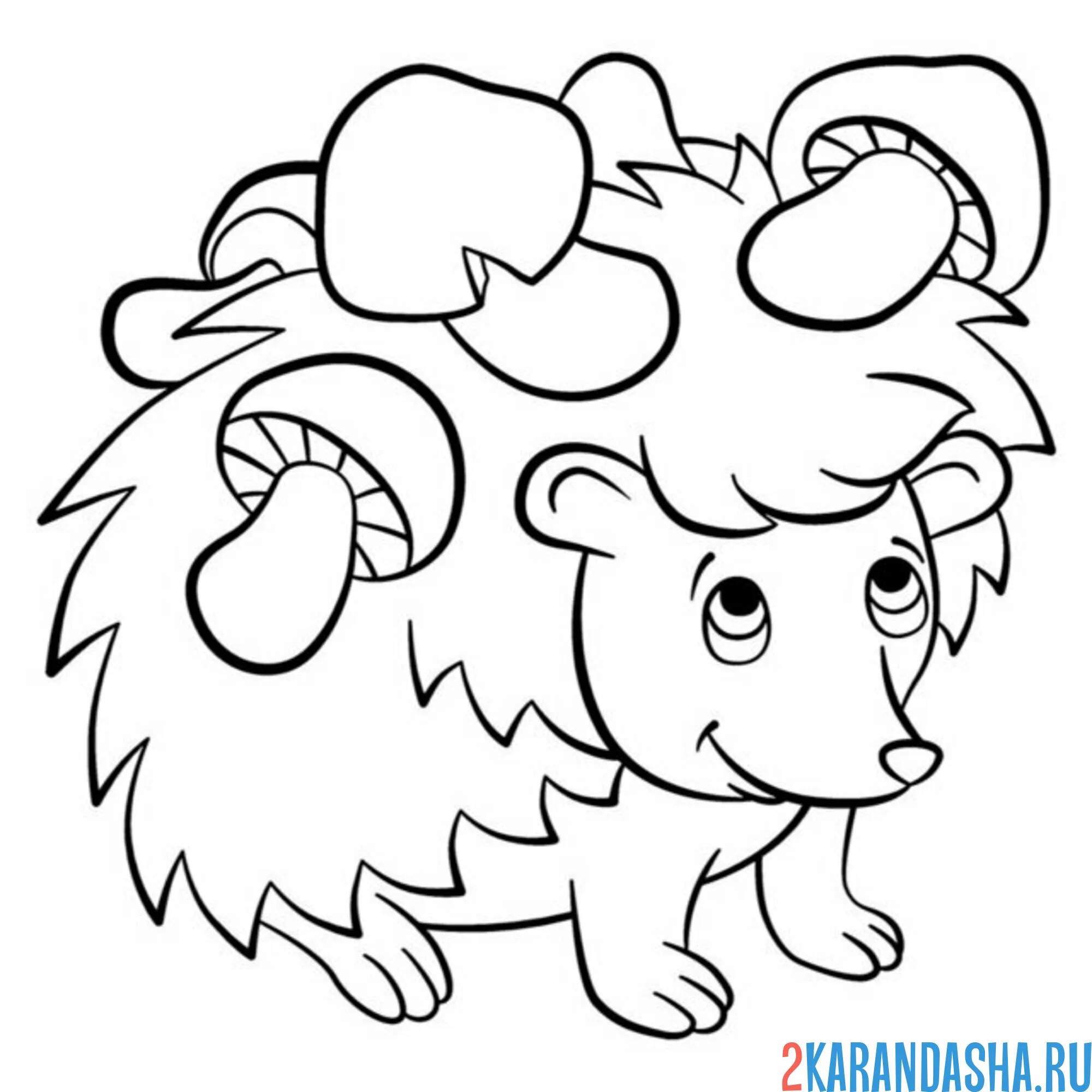 Раскраска ежик и много грибов