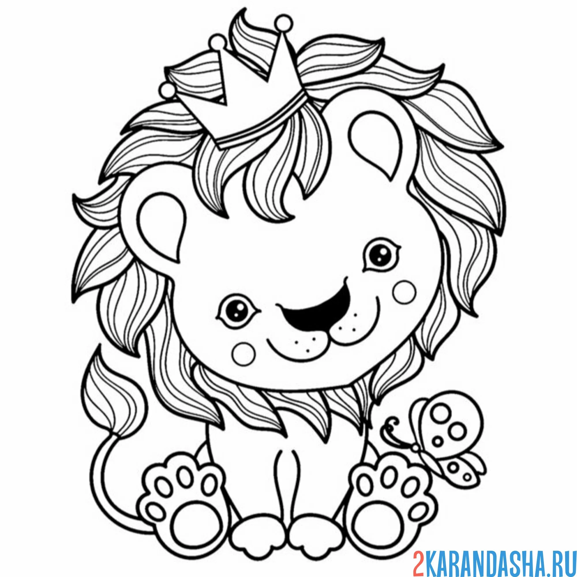 Раскраска львенок в короне