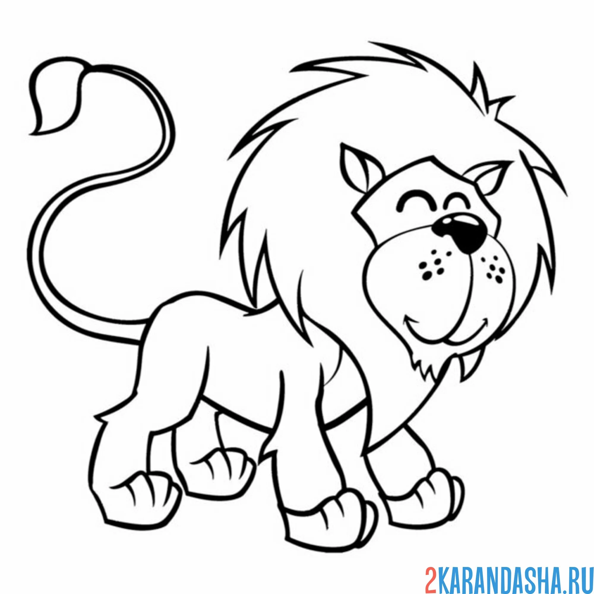 Раскраска лев добрый бежит