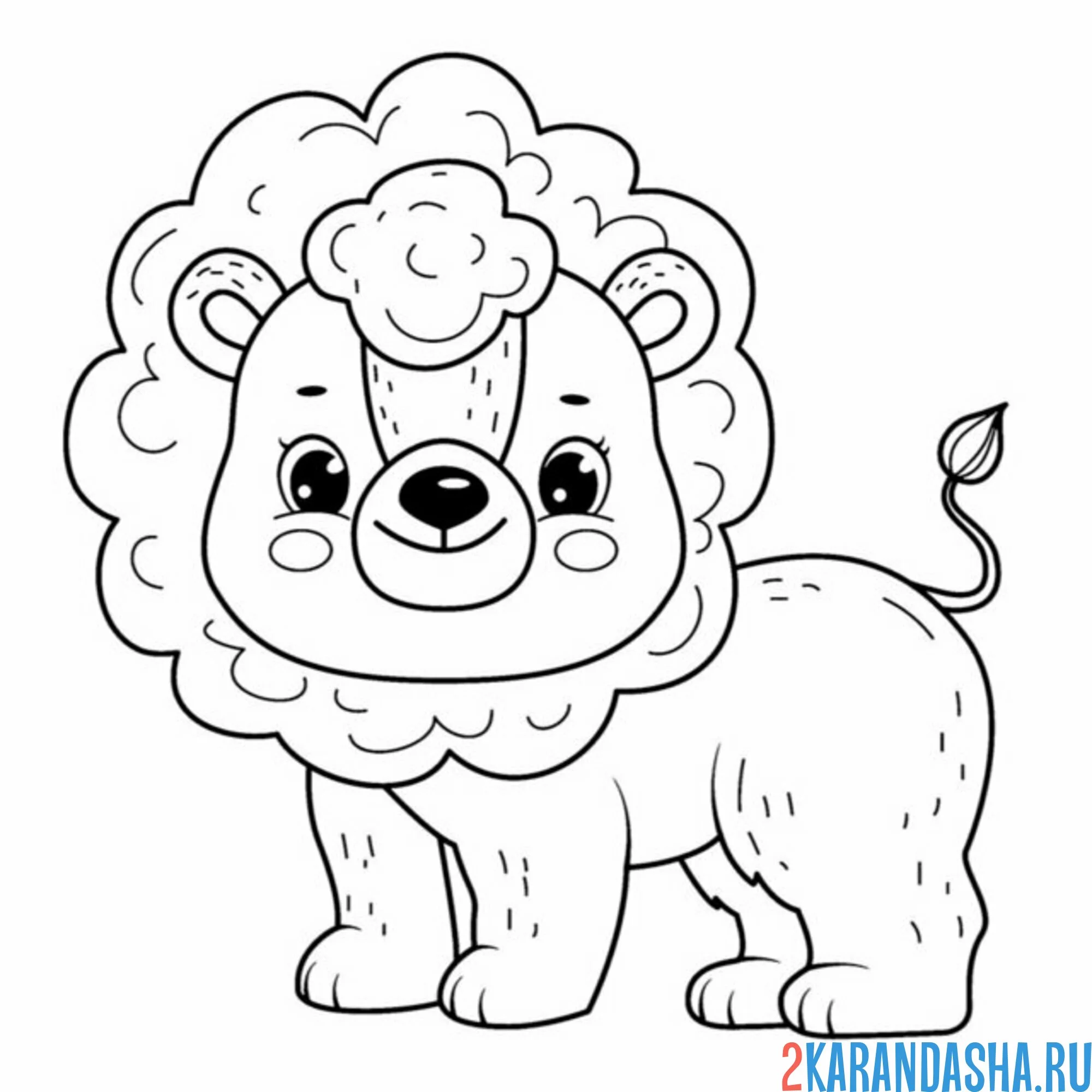 Раскраска лев смешная грива