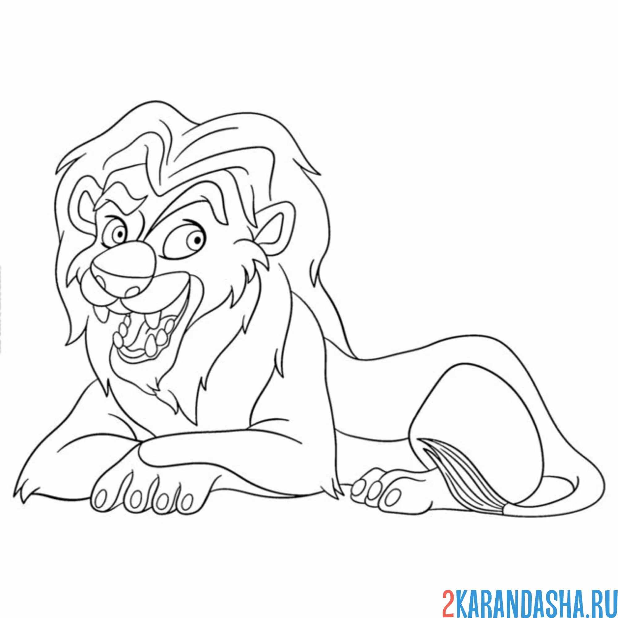 Раскраска лев отдыхает