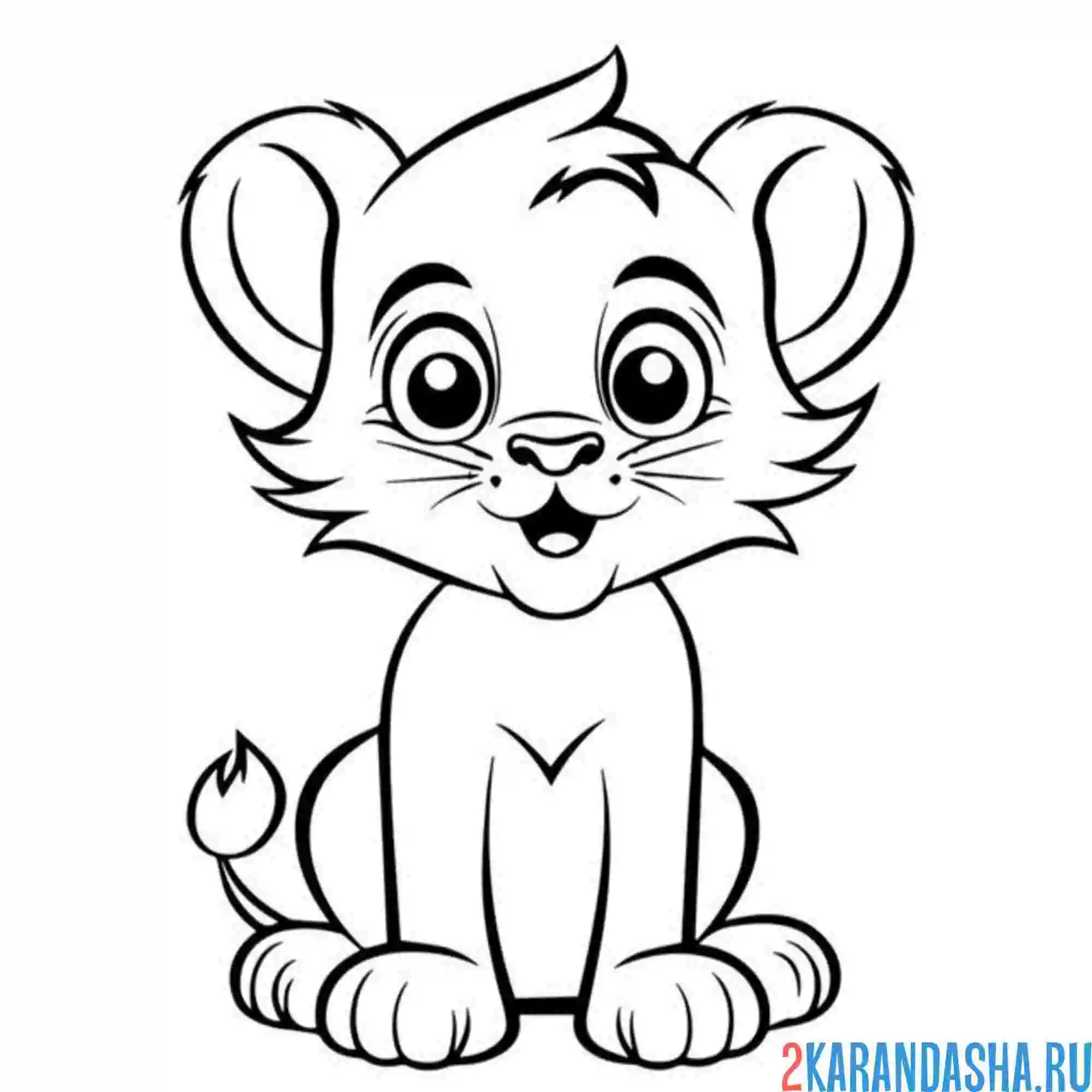 Раскраска львенок еще без гривы