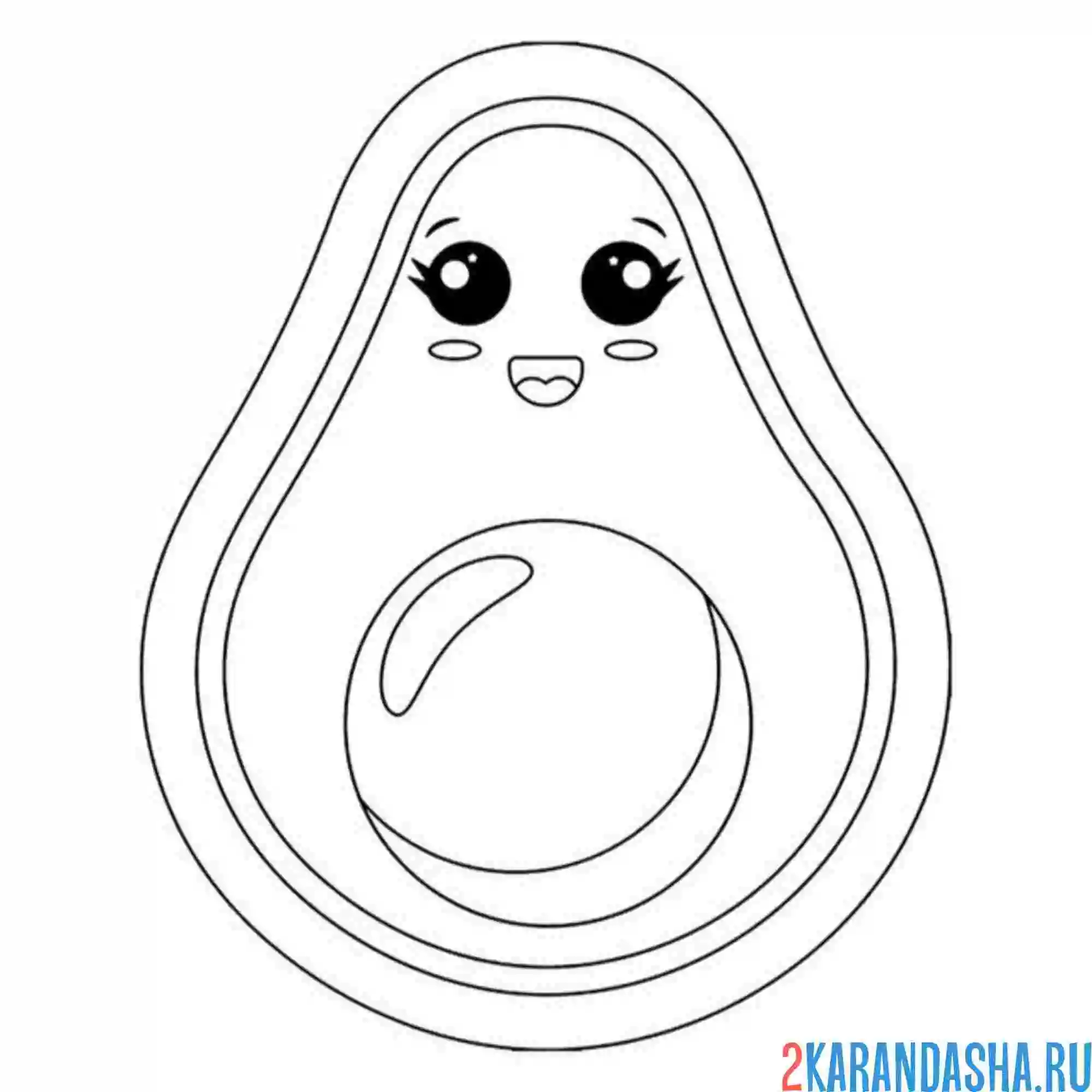 Раскраска каваи авокадо