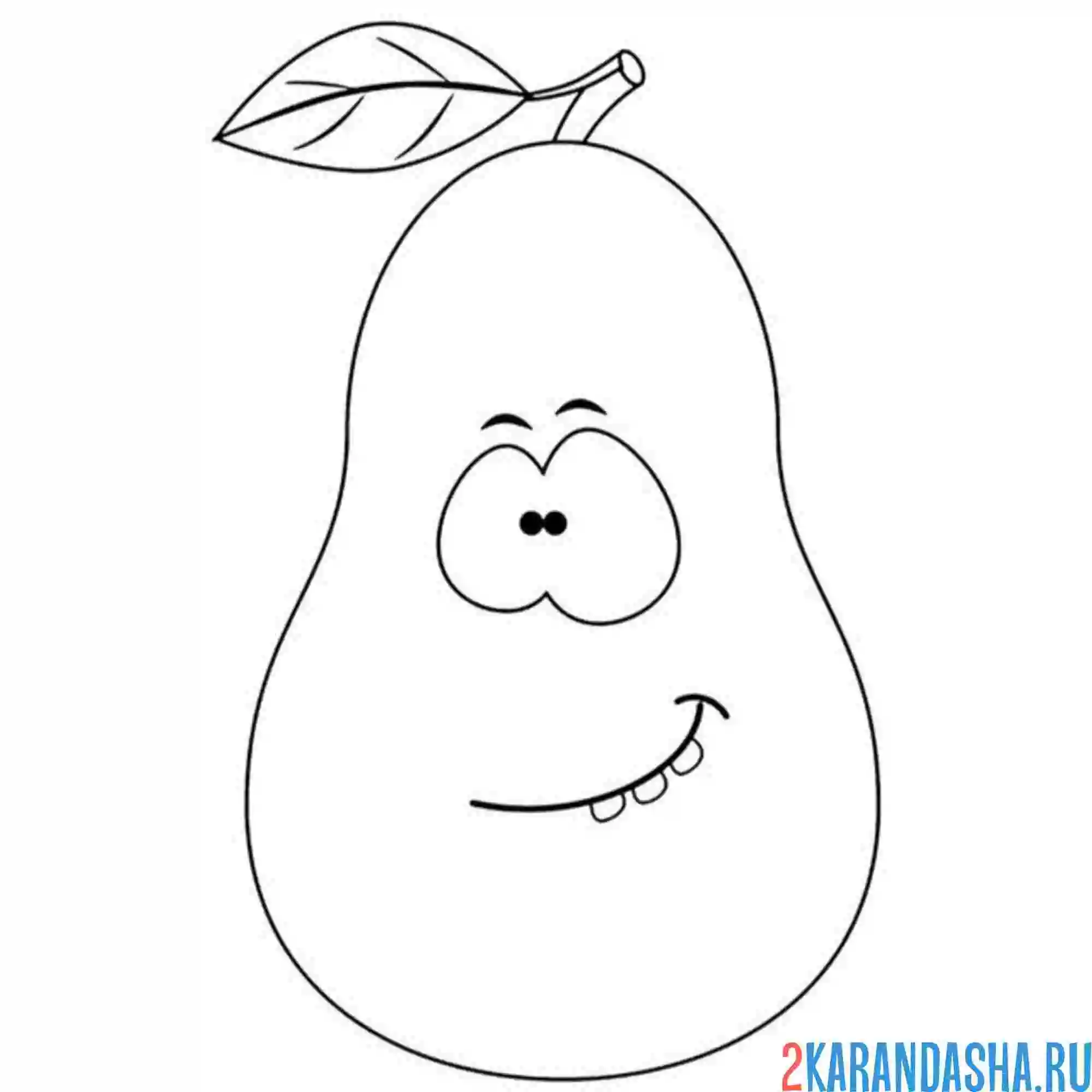 Раскраска авокадо с листочком