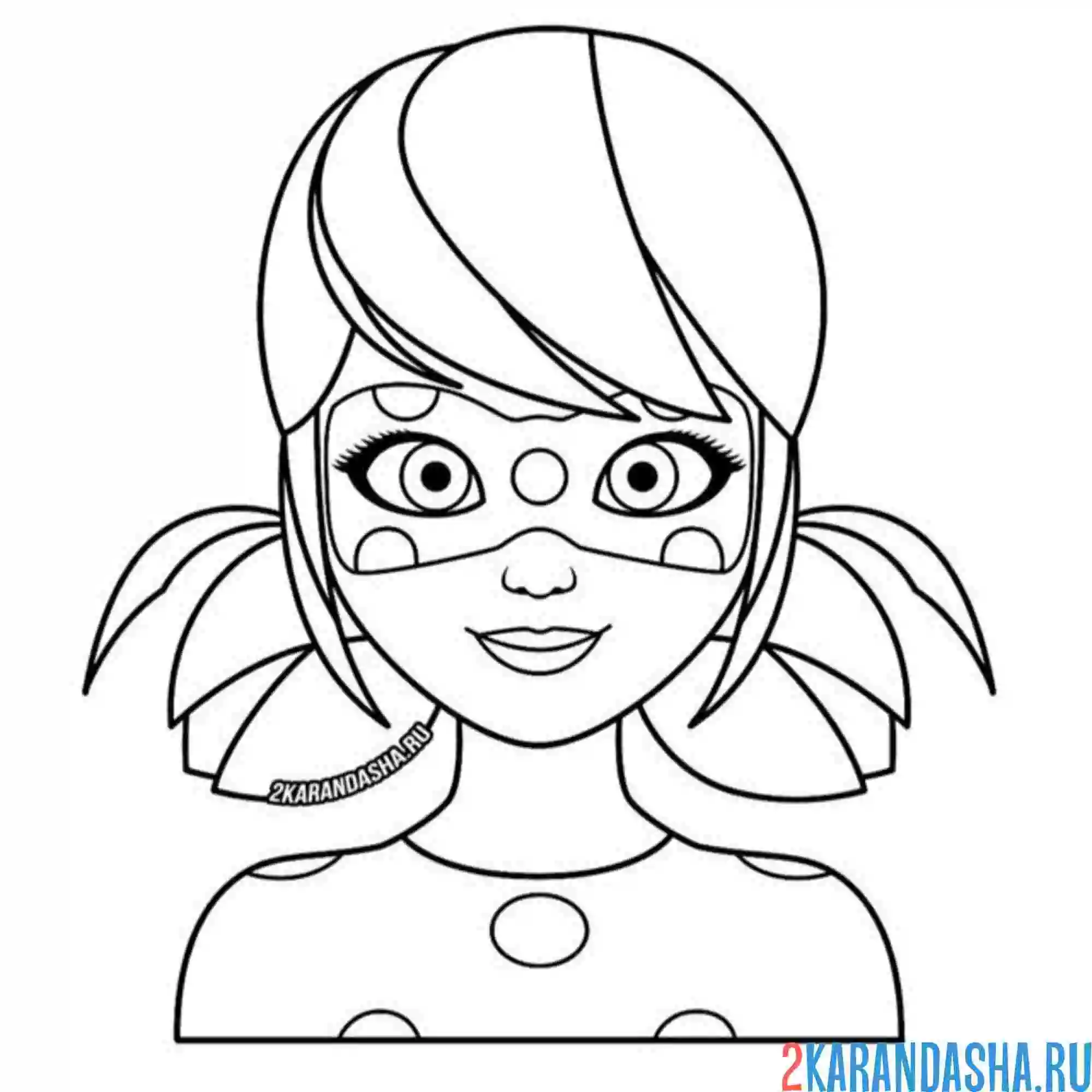 Раскраска леди баг в маске голова