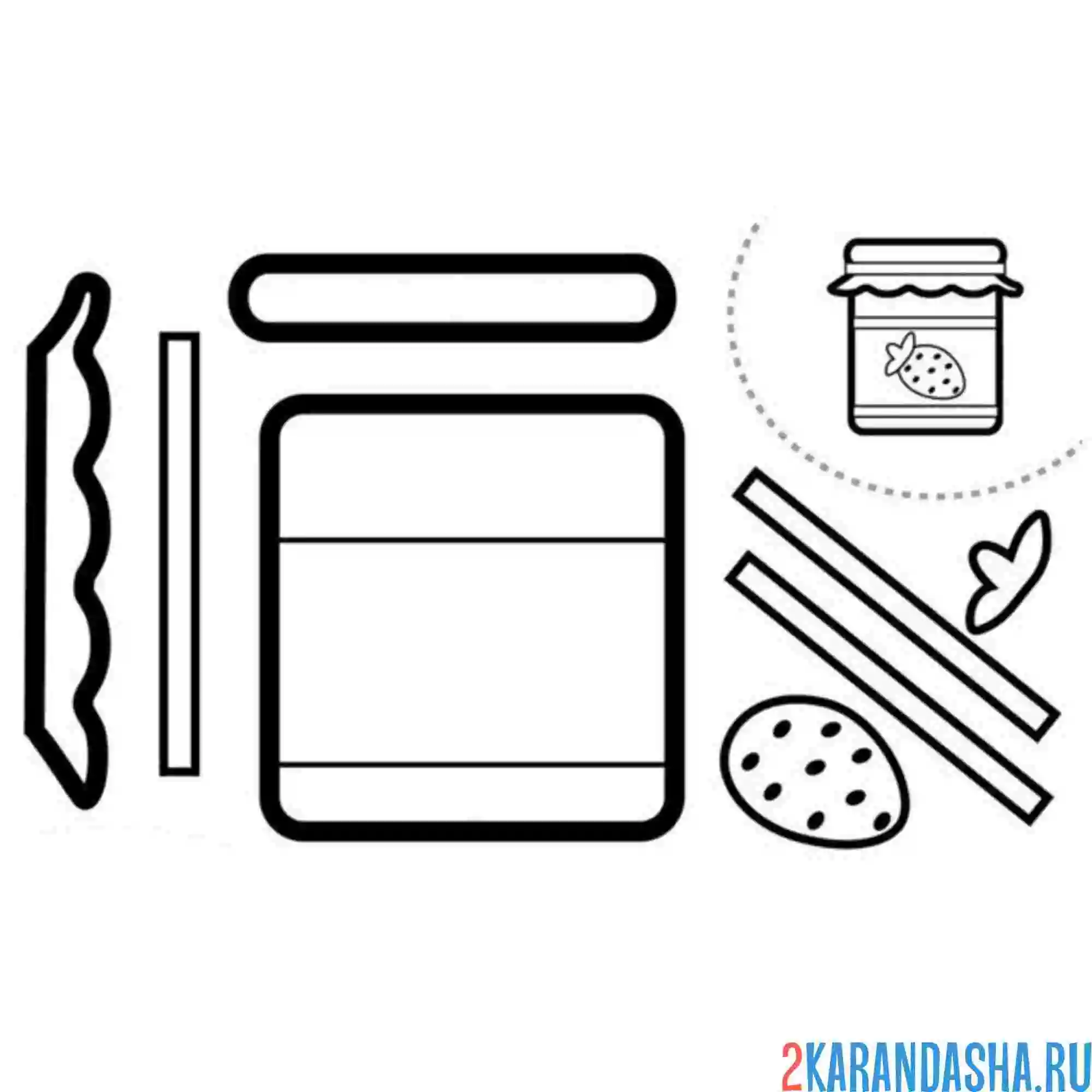 Раскраска раскрась, вырежи и склей варенье