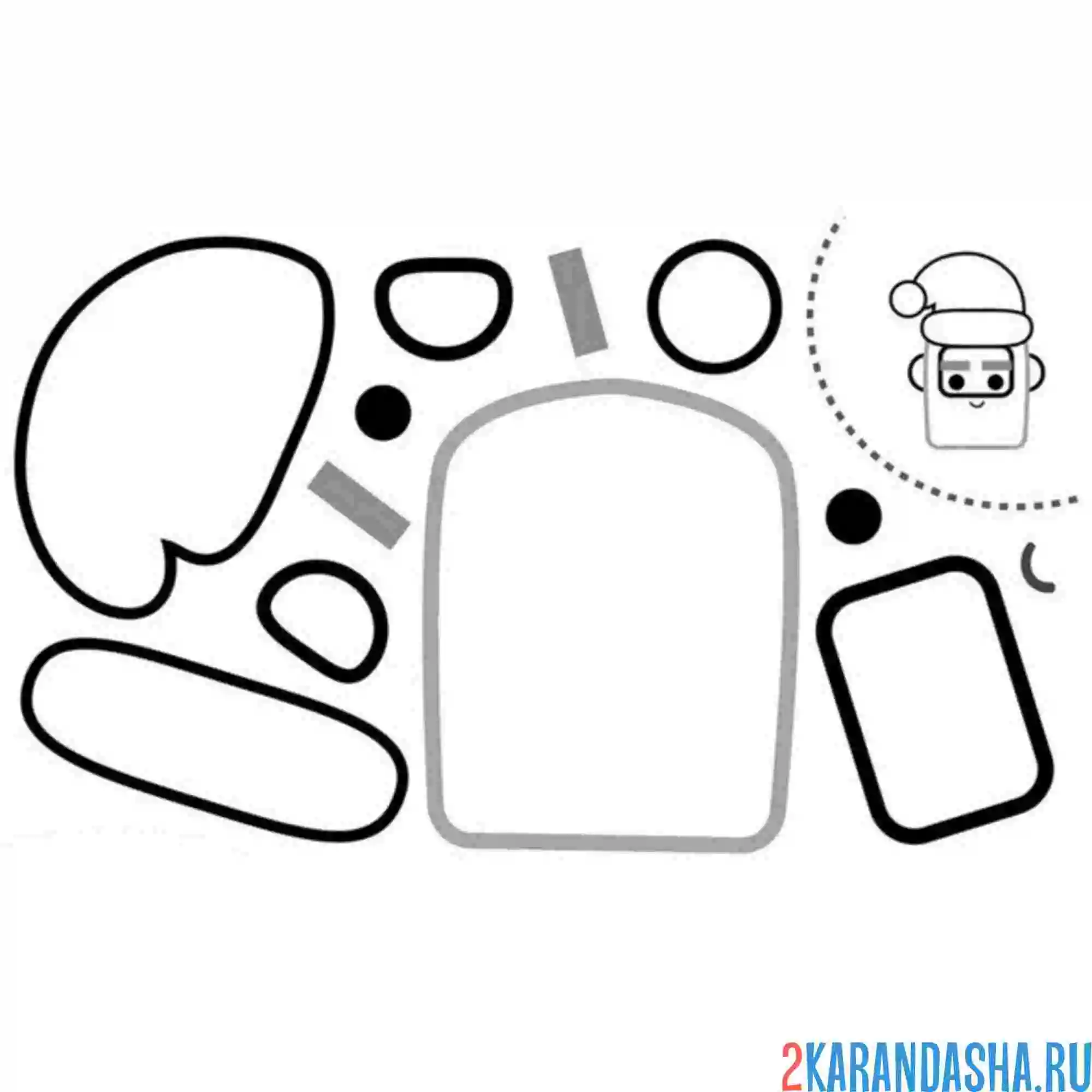 Раскраска раскрась, вырежи и склей дед мороз