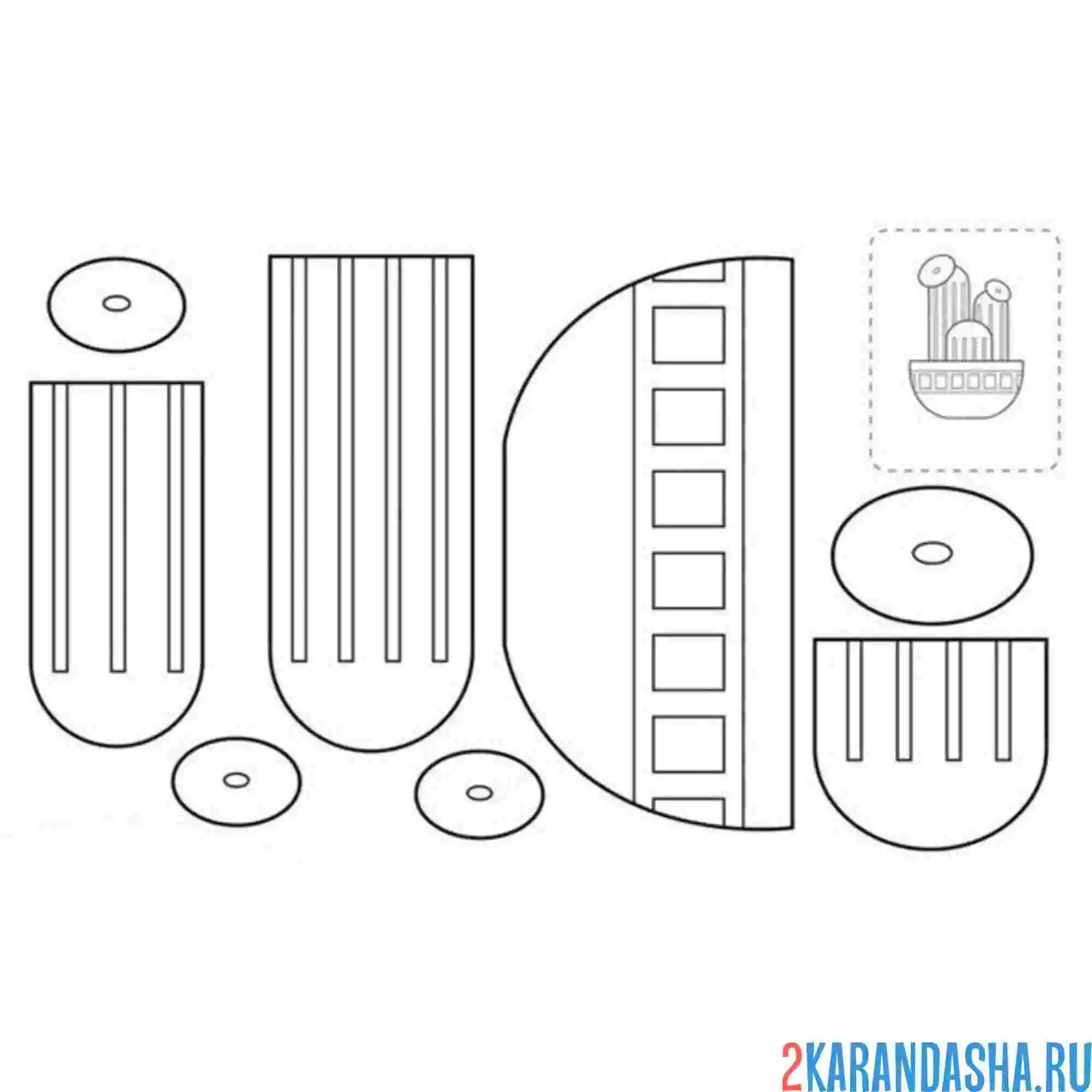 Раскраска раскрась, вырежи и склей кактус