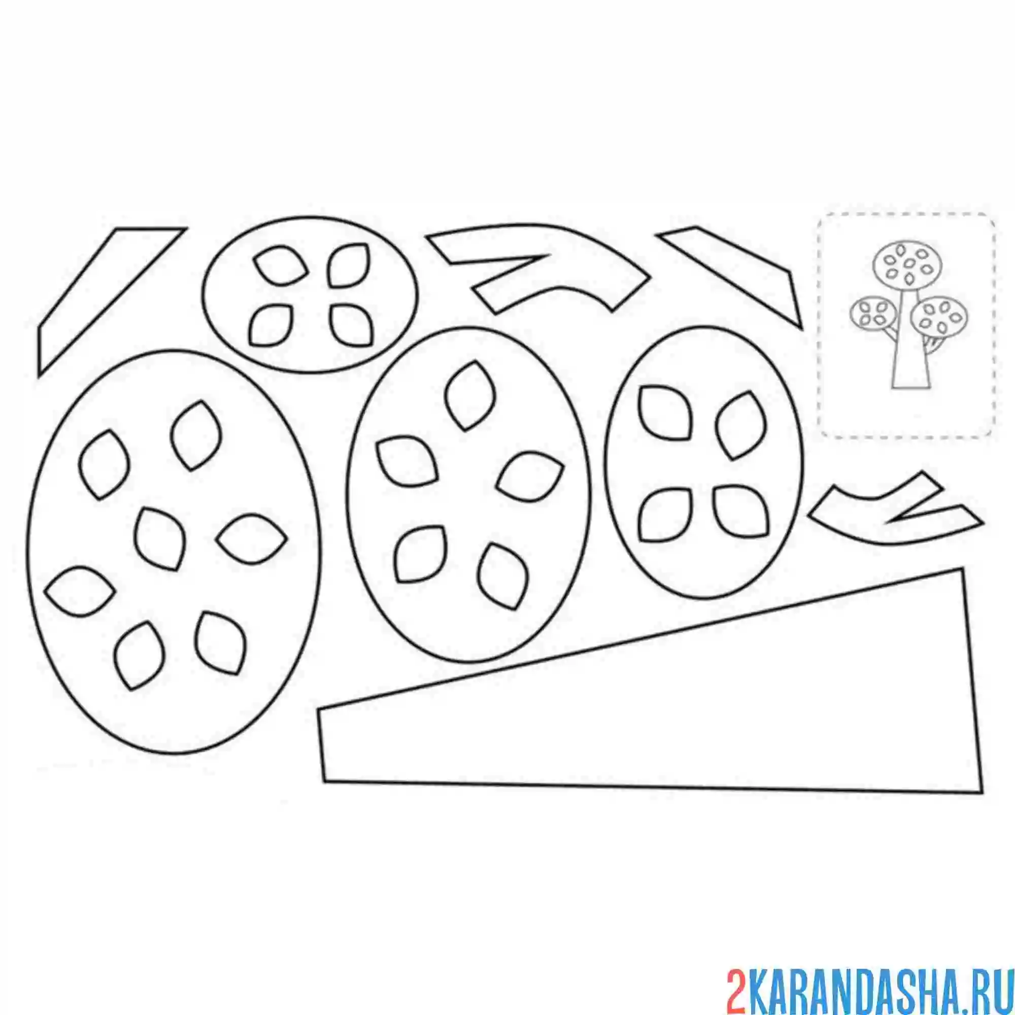 Раскраска раскрась, вырежи и наклей деревце