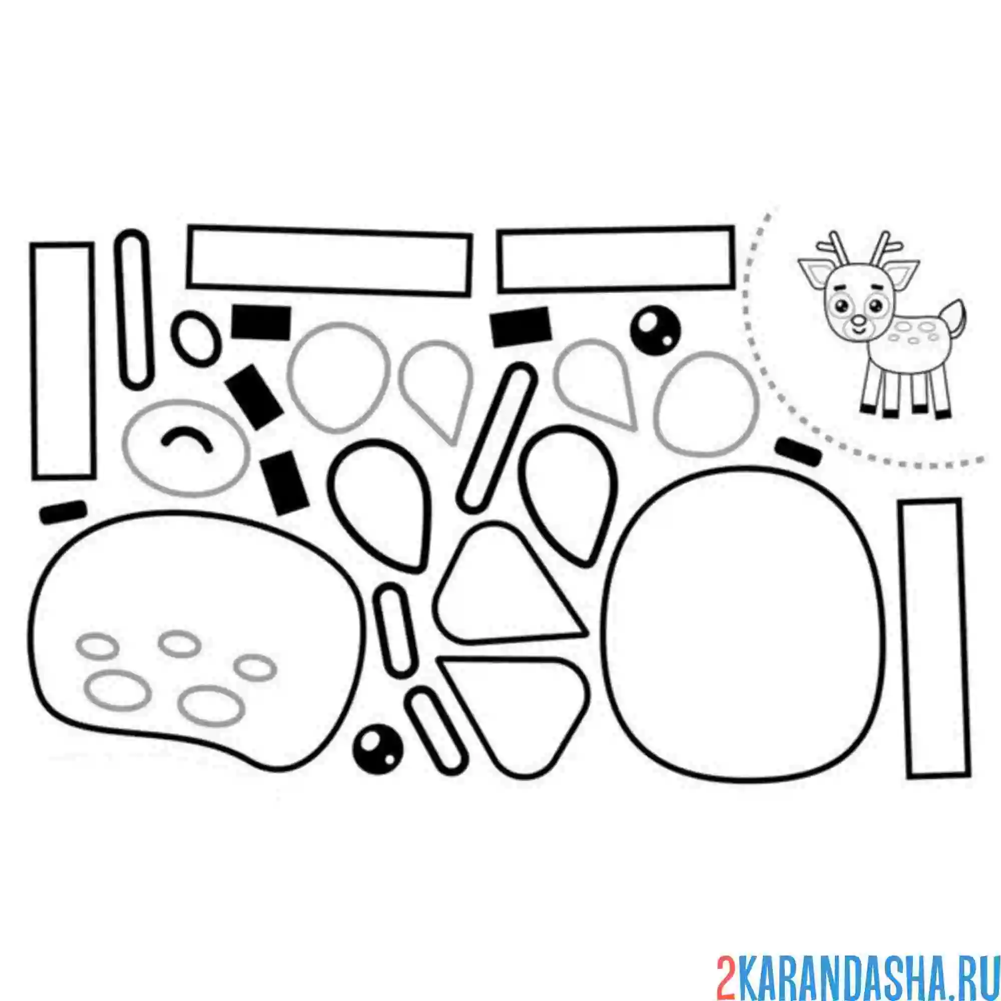 Раскраска раскрась, вырежи и склей олень