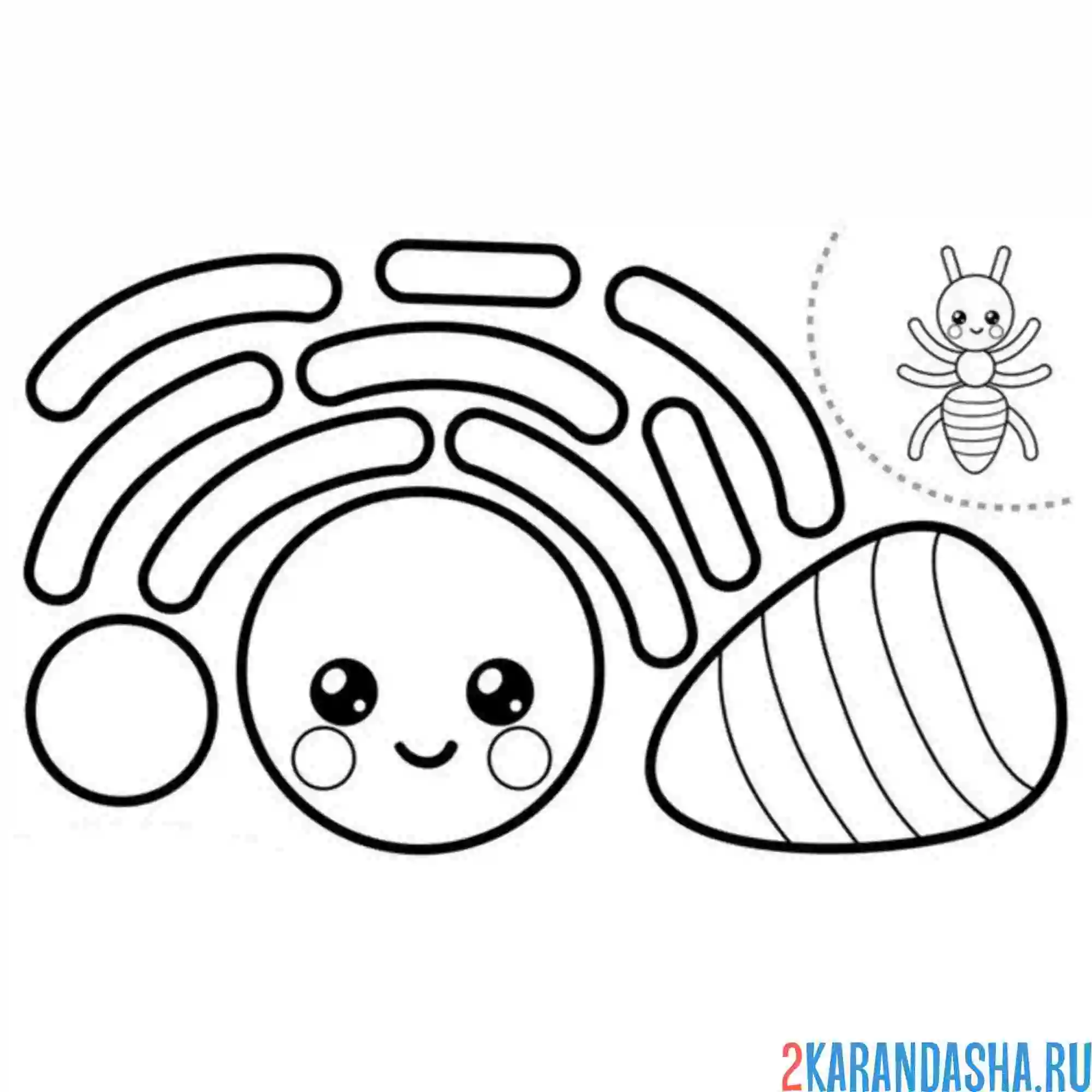 Раскраска раскрась, вырежи и склей муравей