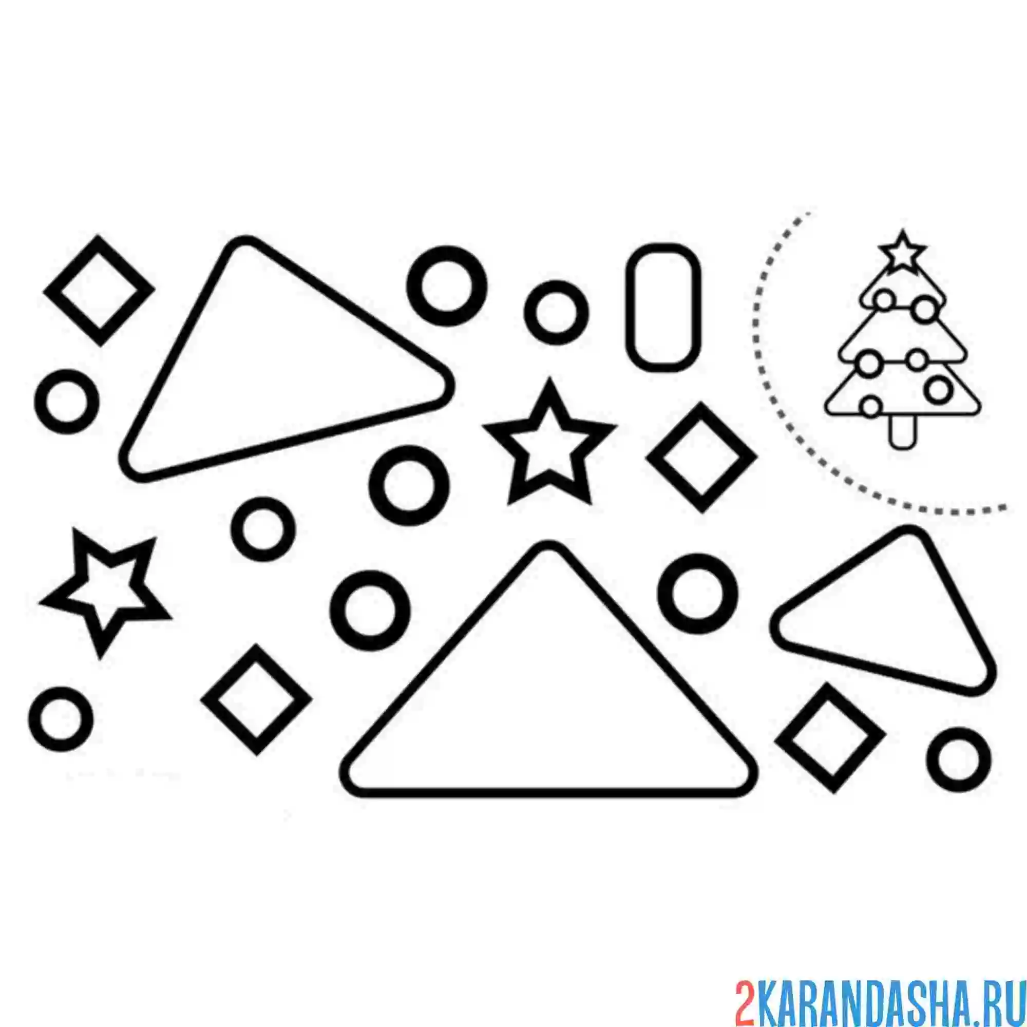 Раскраска раскрась, вырежи и склей новогодняя елка