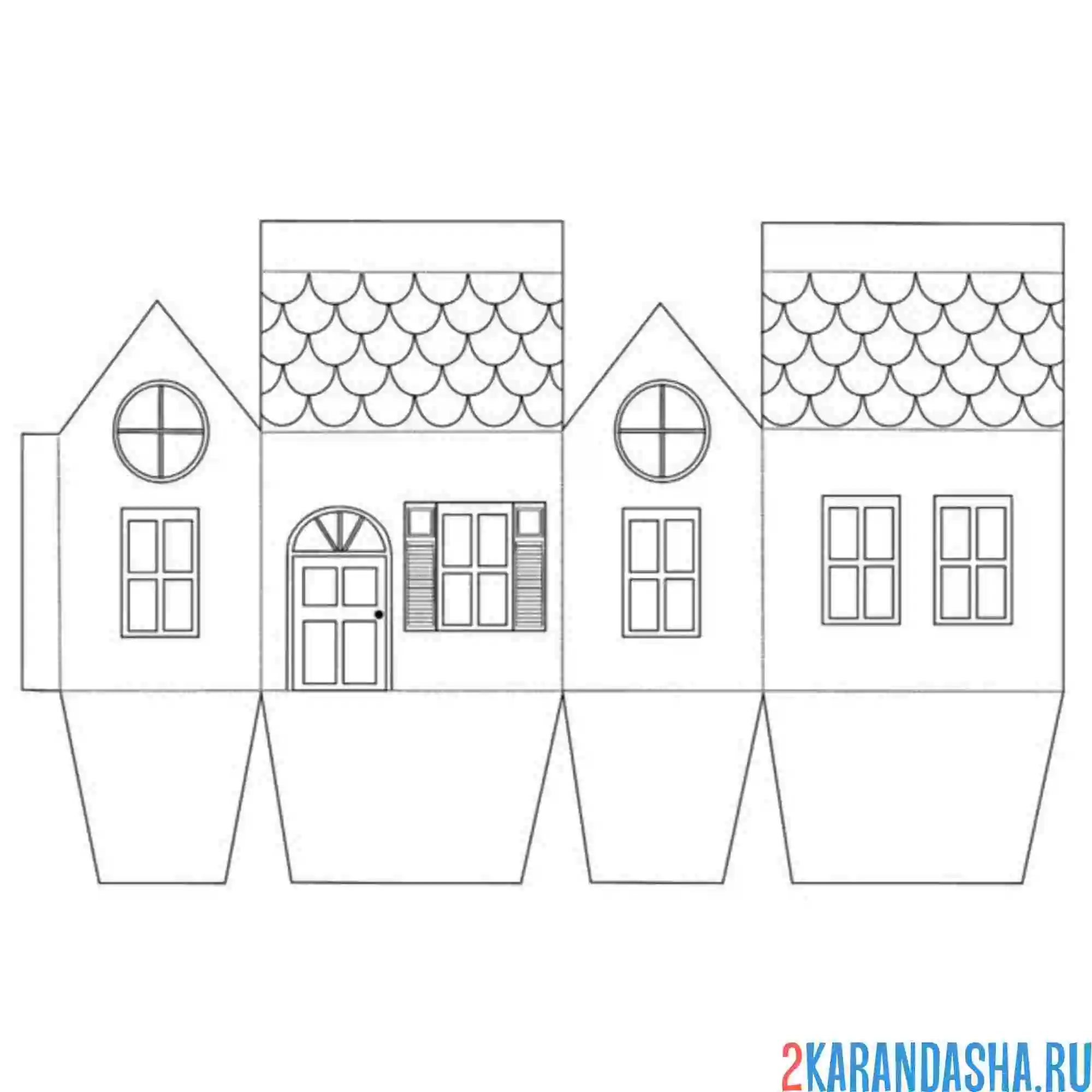 Раскраска раскрась, вырежи и склей домик