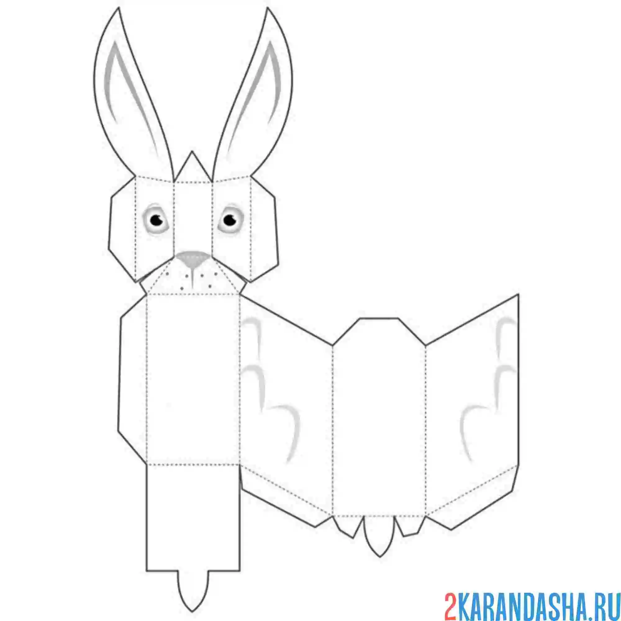 Раскраска раскрась, вырежи и склей заяц
