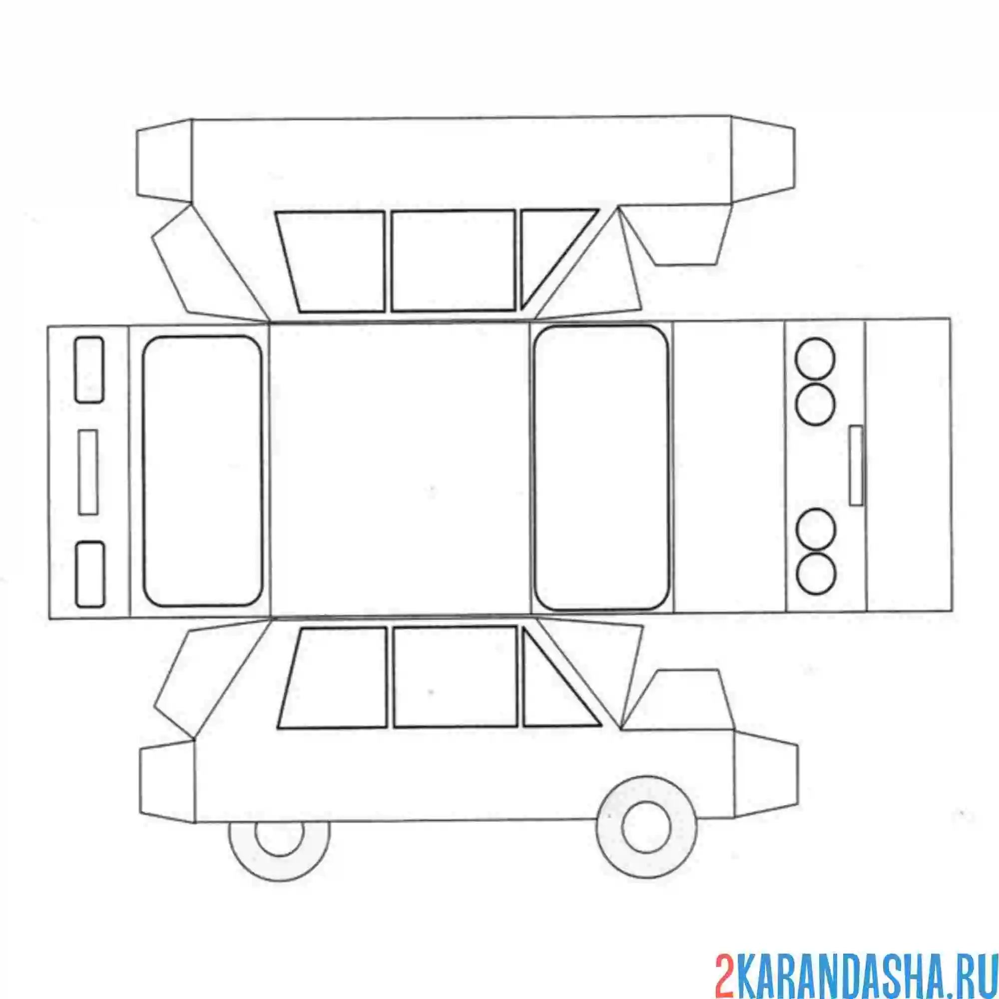 Раскраска раскрась, вырежи и склей авто