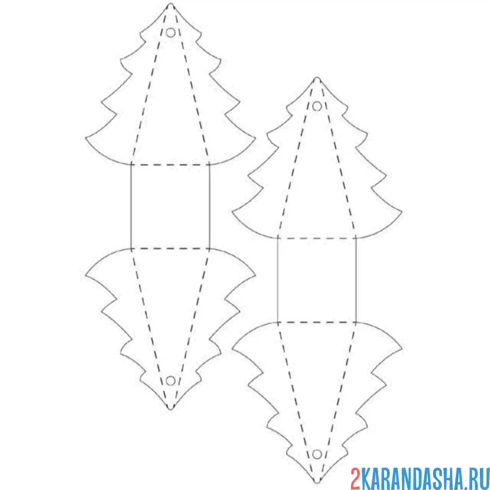 Раскраска раскрась, вырежи и склей елка 3д