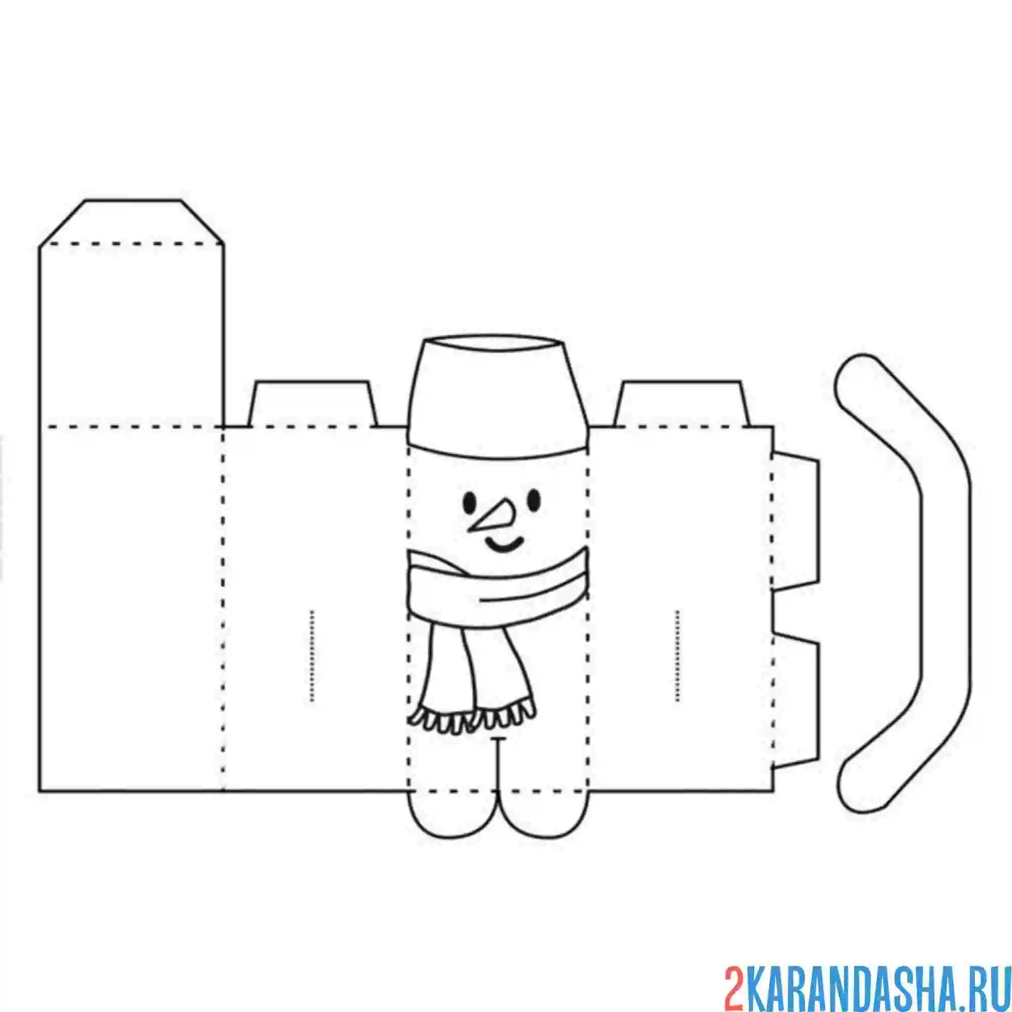 Раскраска раскрась, вырежи и склей снеговик сумка