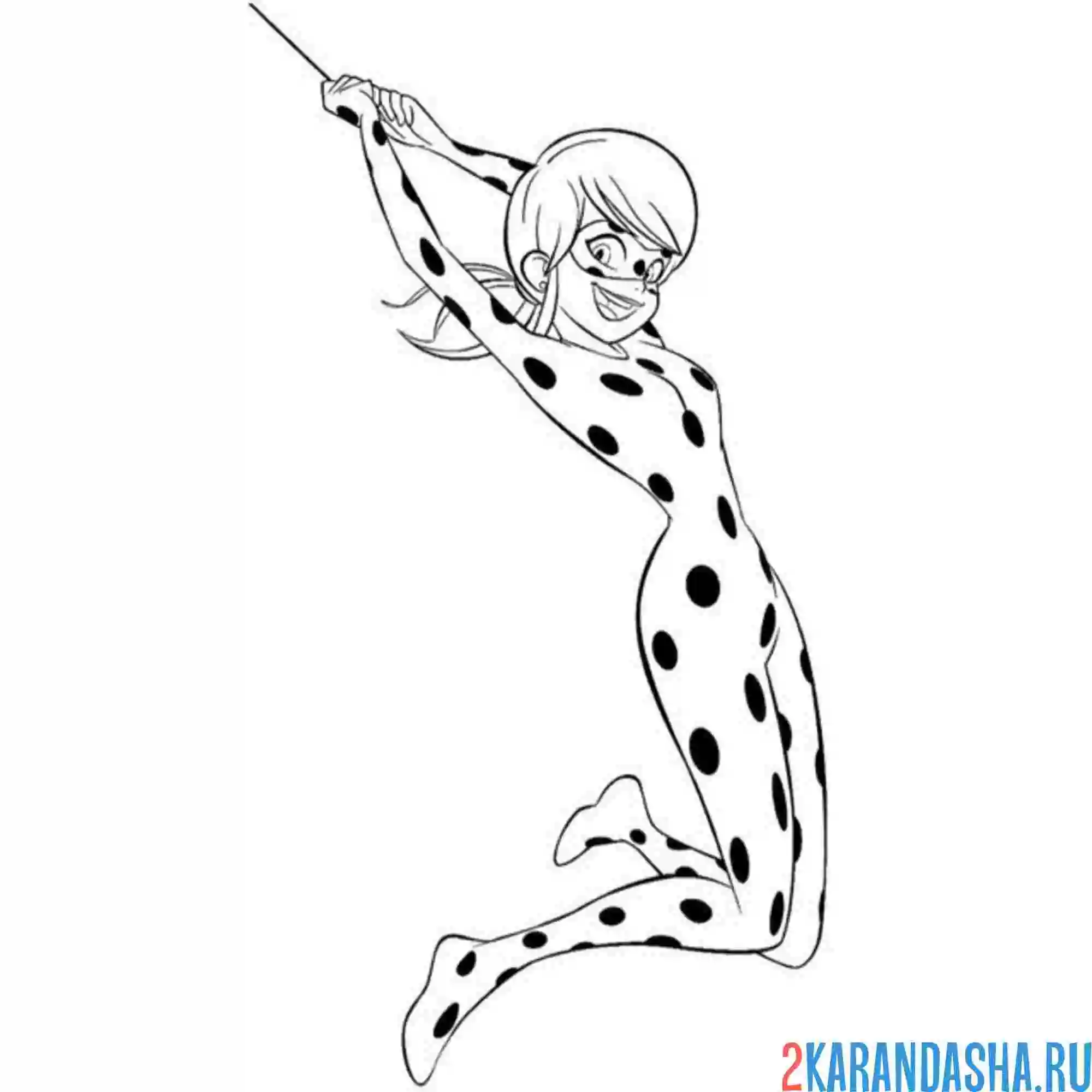 Раскраска леди баг на веревке
