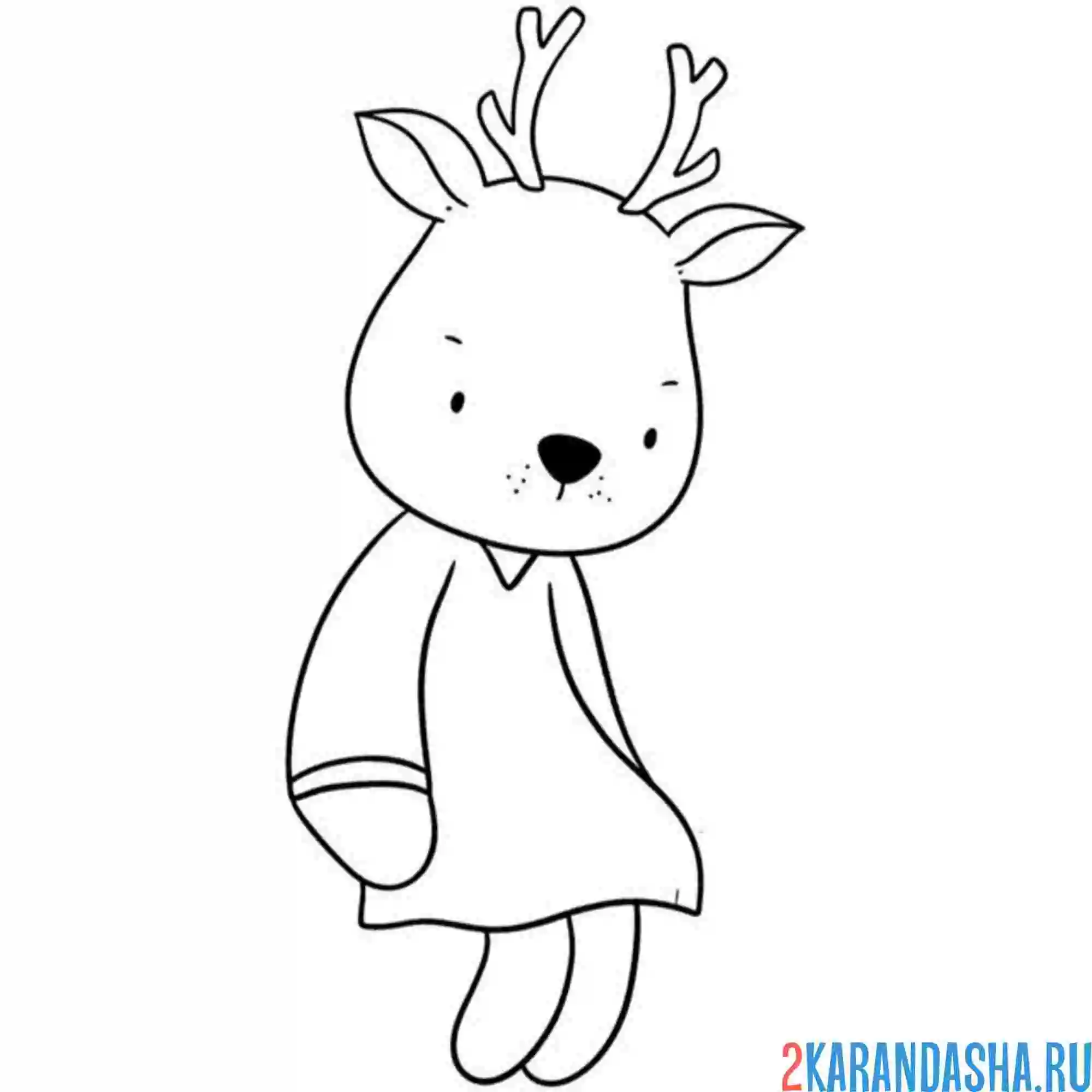 Раскраска олень девочка
