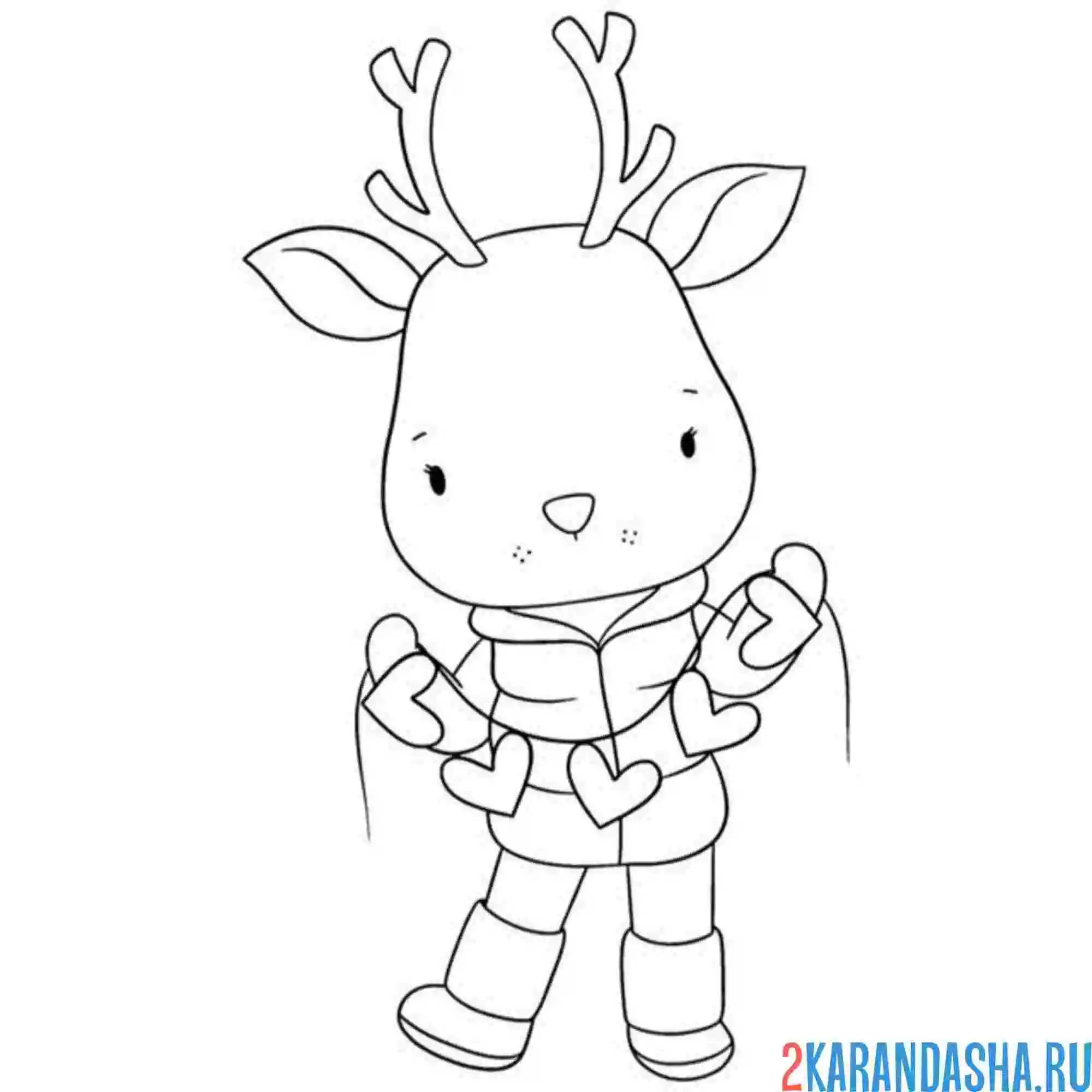 Раскраска олень вырезал сердечки