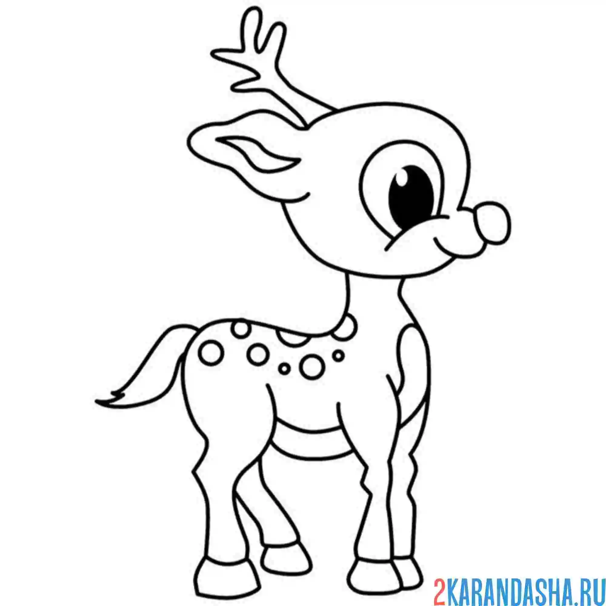 Раскраска олень сбоку