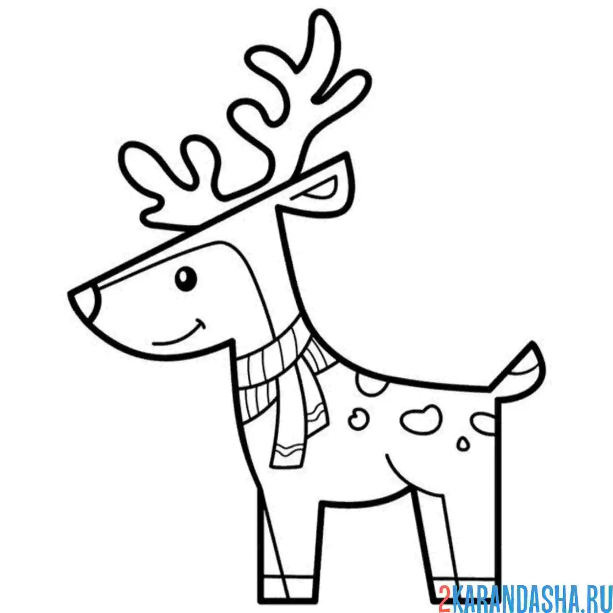 Раскраска олень сбоку зимой