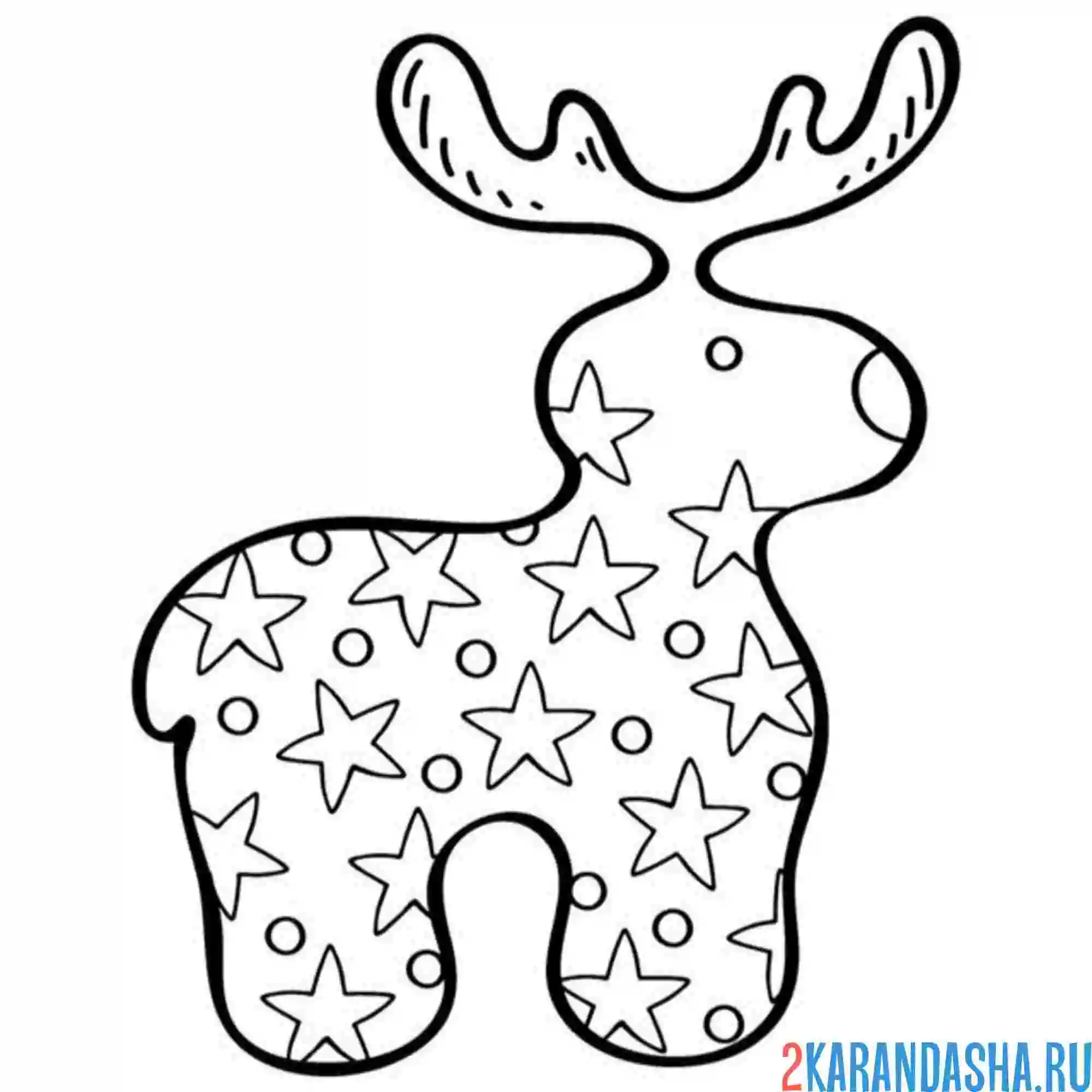 Раскраска олень в звездах