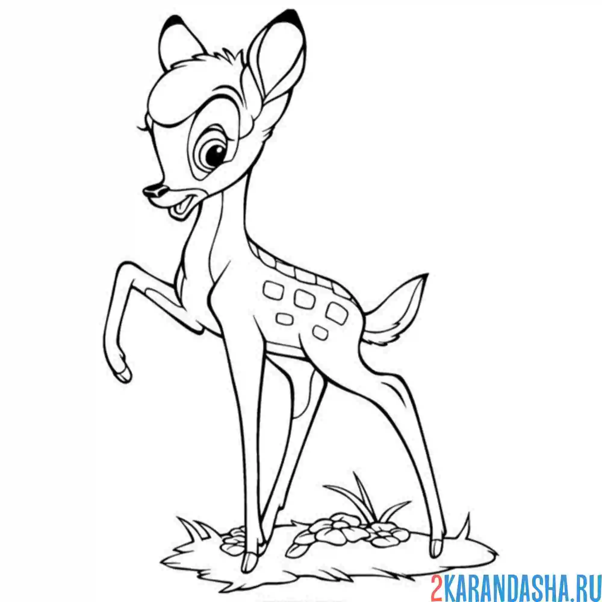 Раскраска олененок бэмби