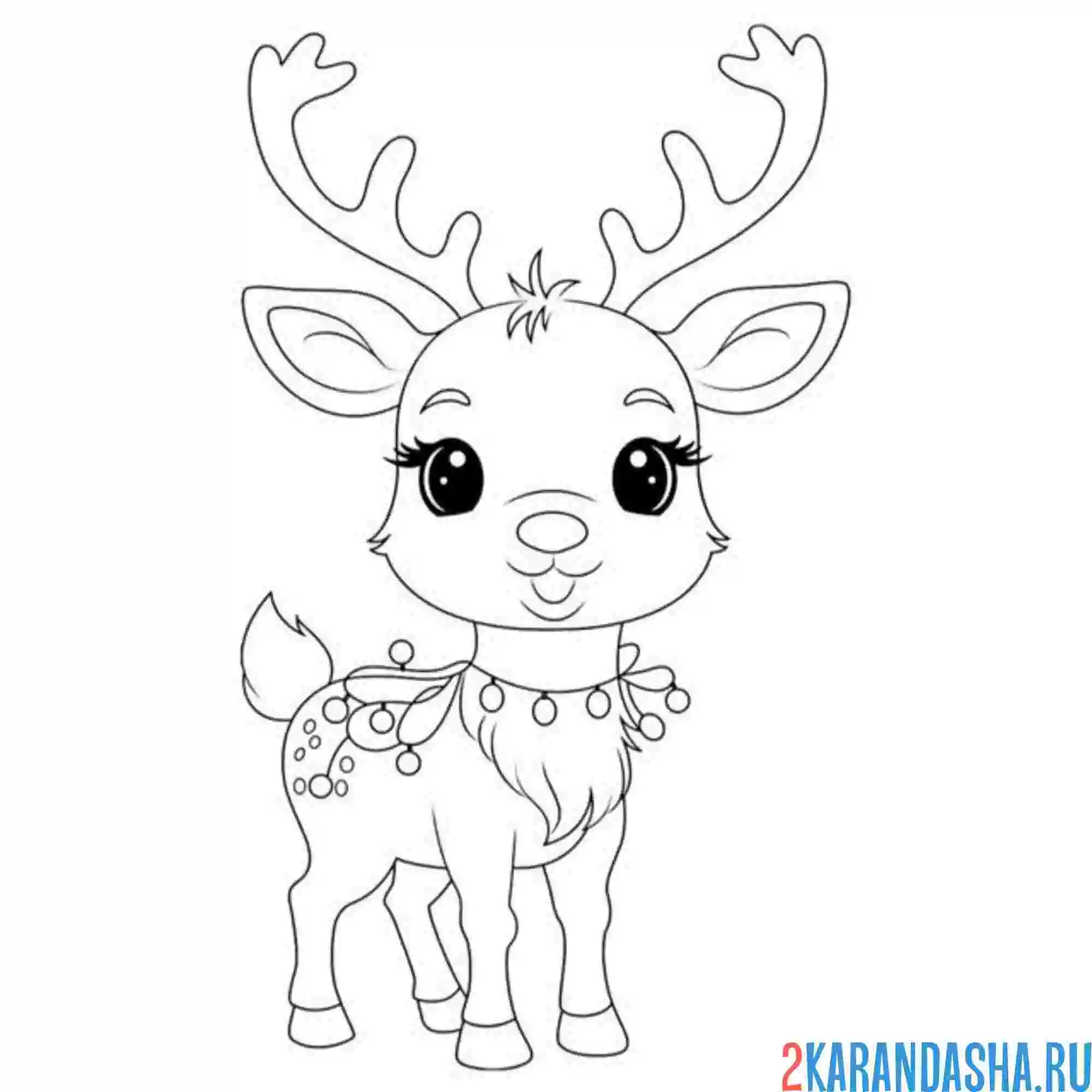 Раскраска красивые олень и гирлянда