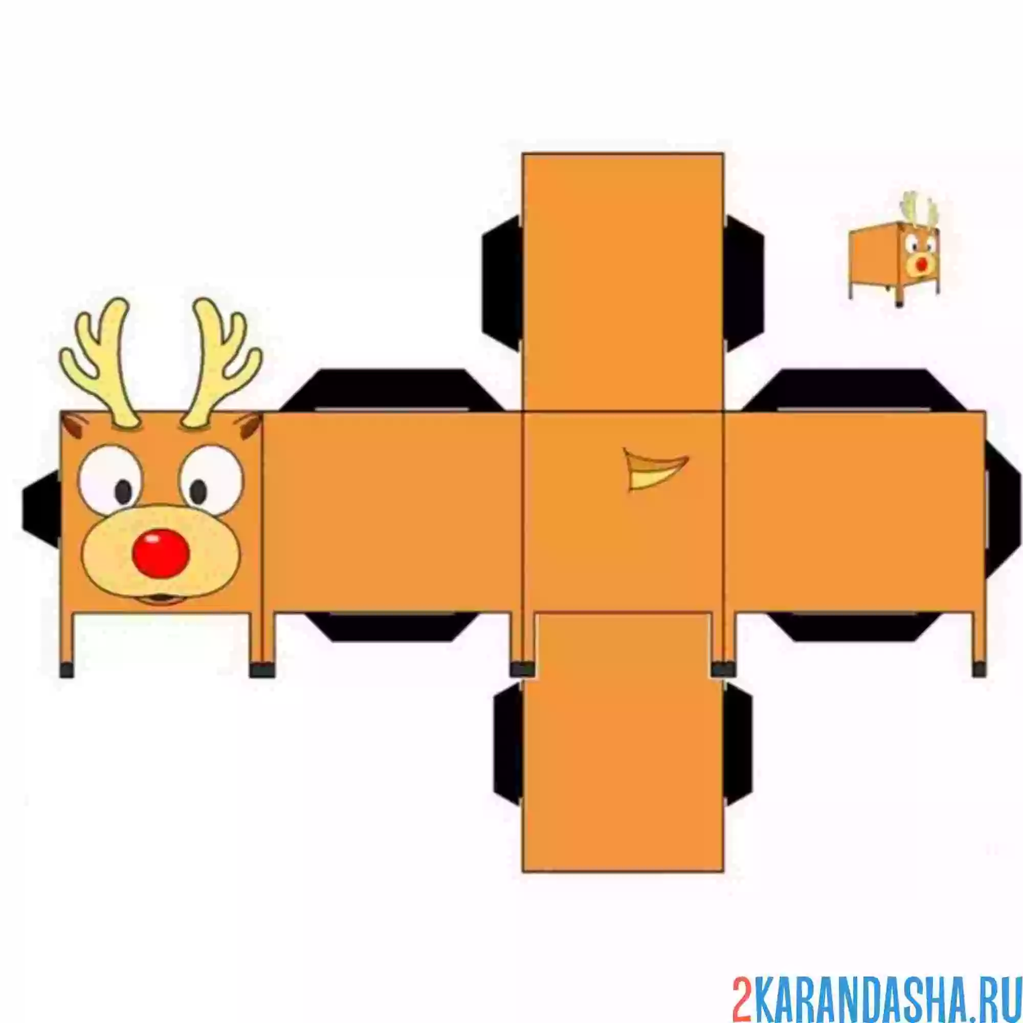 Раскраска вырежи и склей олень из бумаги